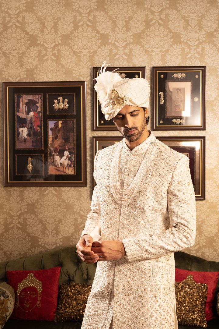 Ivory sherwani for men - Image 3