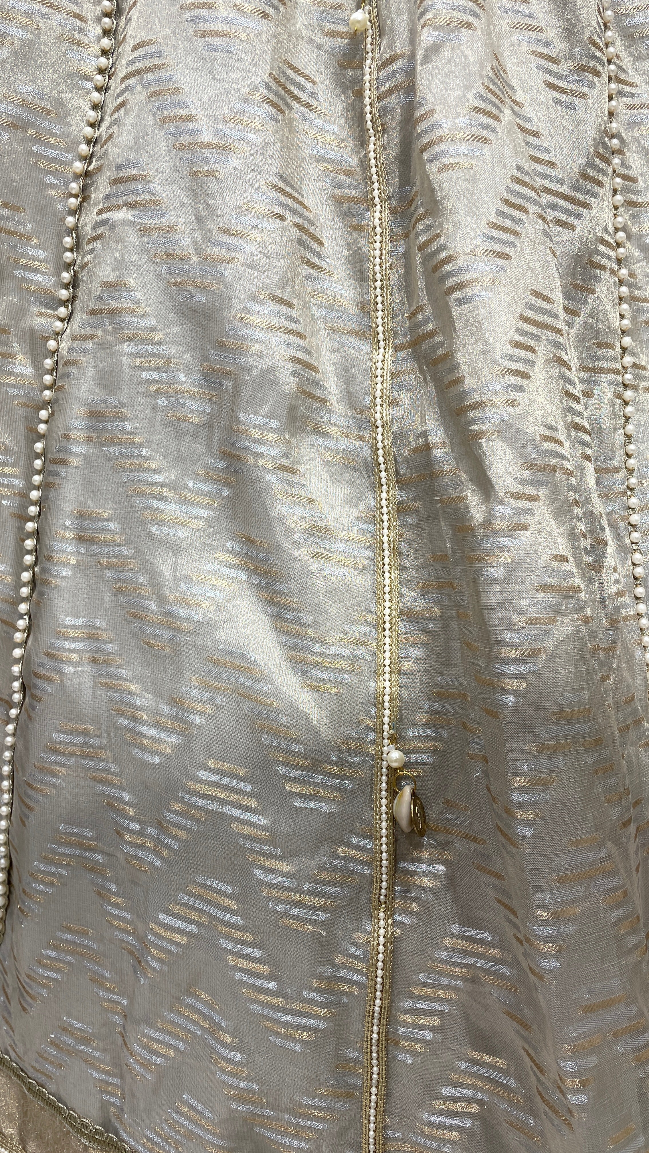 Ivory tissue lehenga with heavy embellished blouse - Image 3