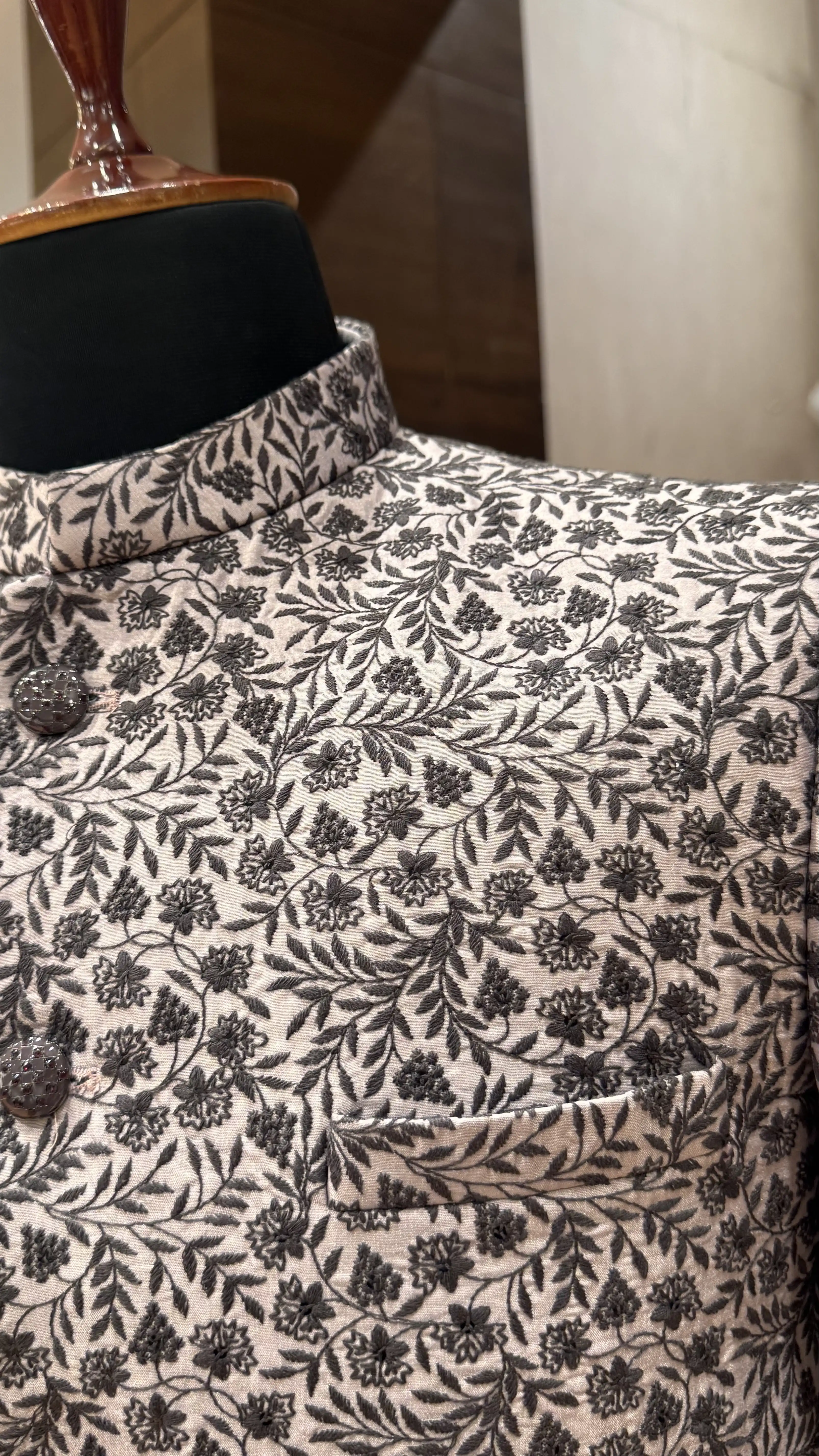 Lavender bandhgala with floral embroidery - Image 2