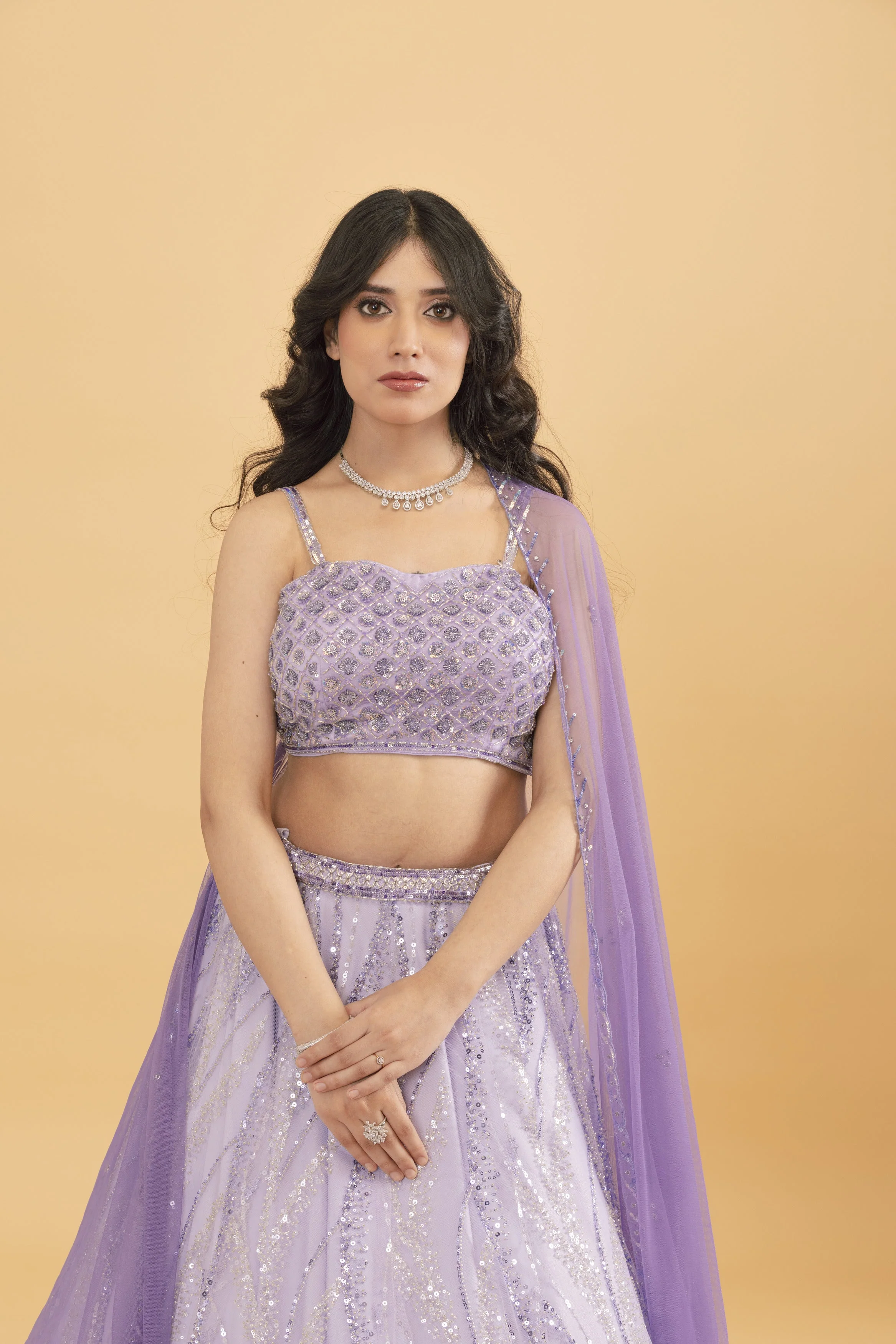 Lavender lehenga with sequins embellishments - Image 2