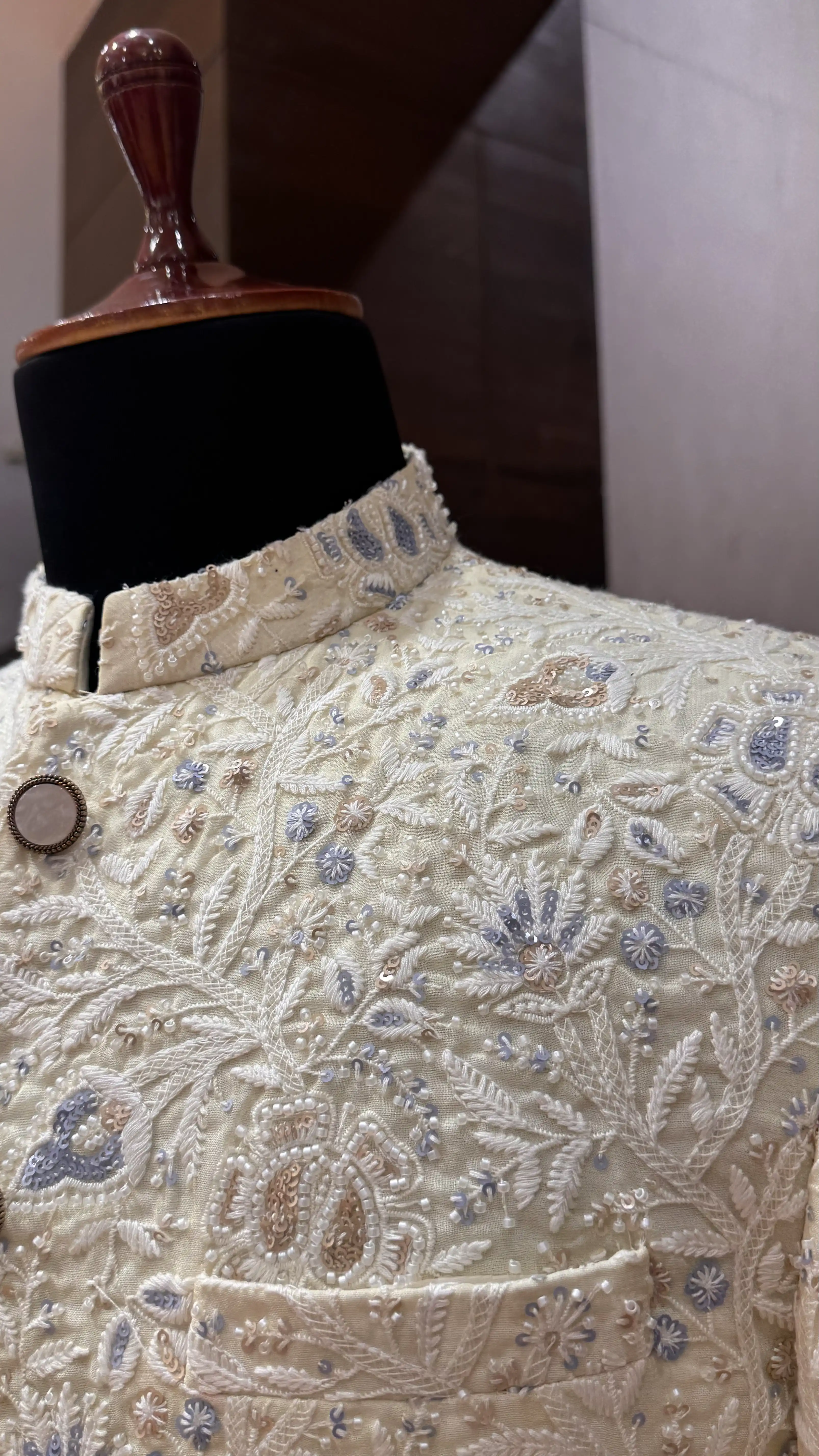 Lemon color bandhgala with embroidery - Image 2