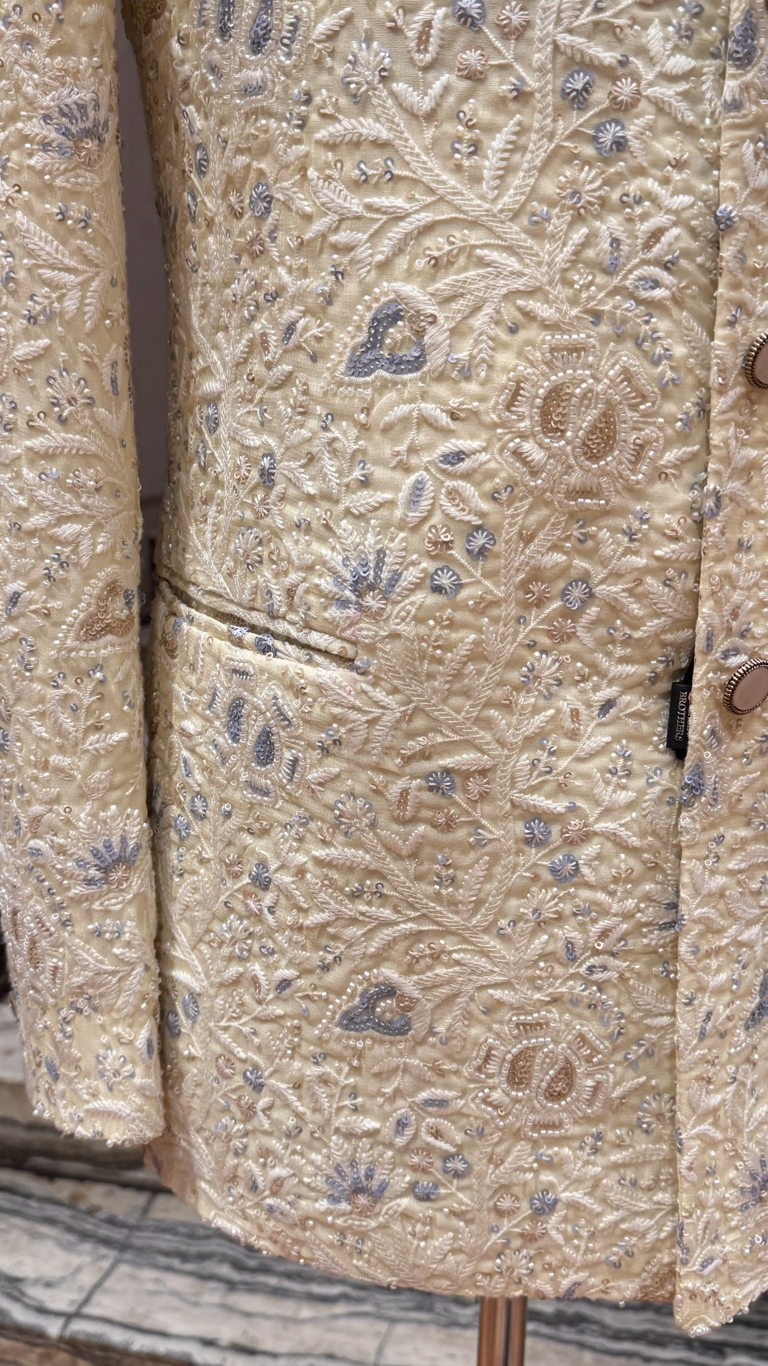 Lemon color bandhgala with embroidery - Image 3