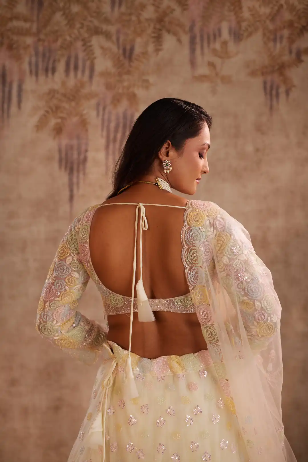 Lemon lehenga with embroidery spring blossoms - Image 5