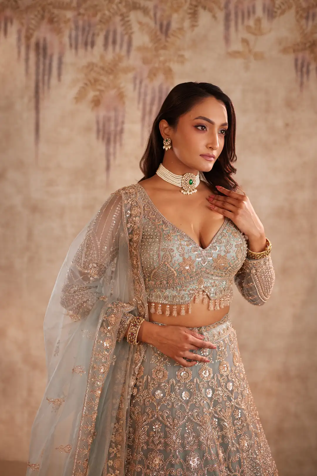 Light blue Net lehenga - Image 3