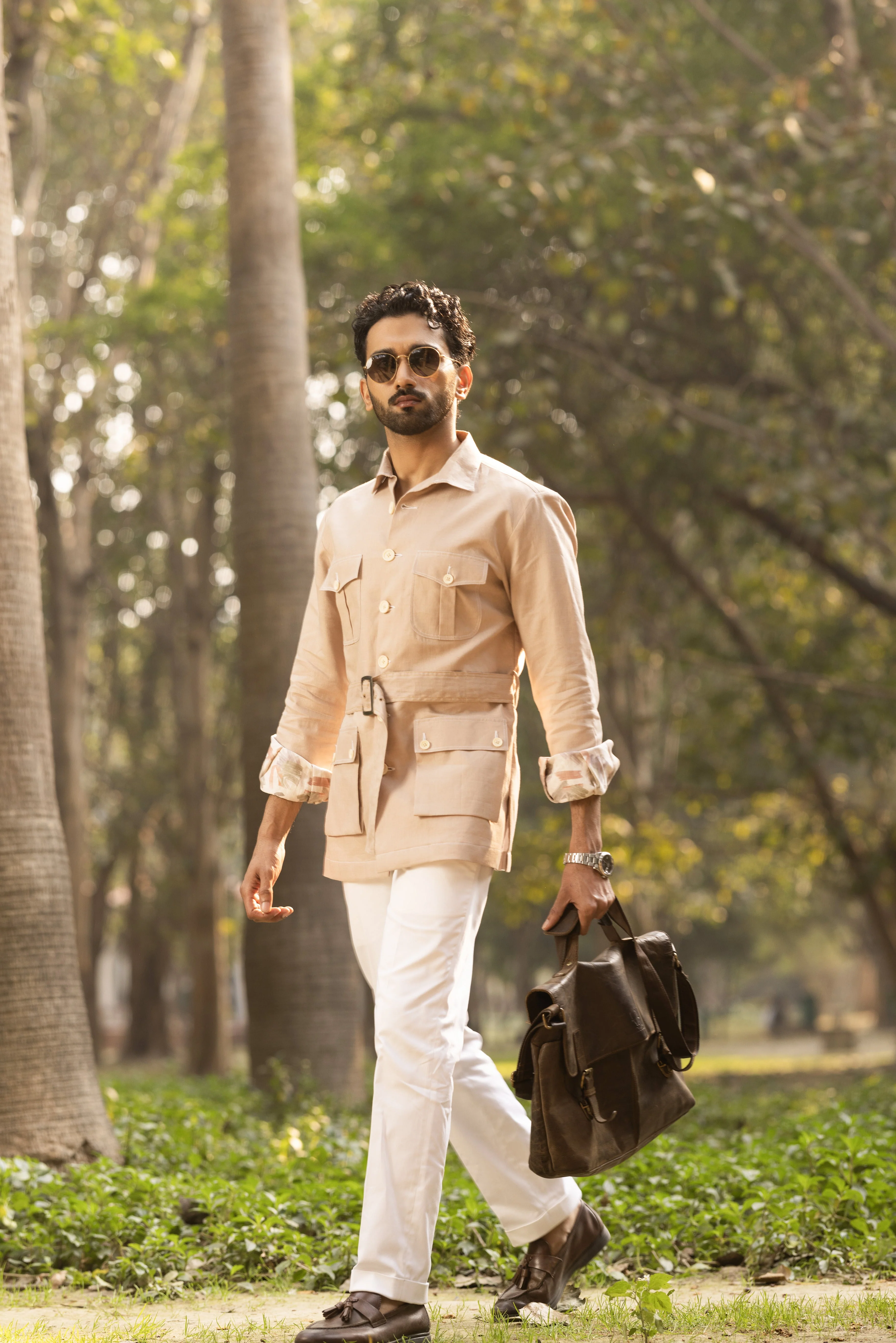 Light Brown Buckle Safari Shirt