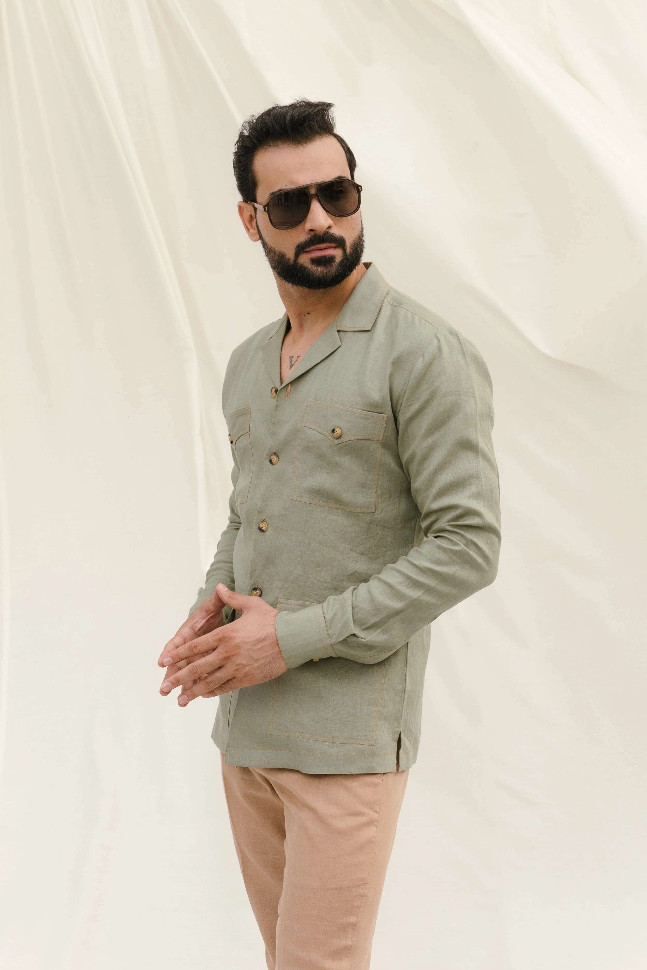 Light Green Safari Shirt - Image 3