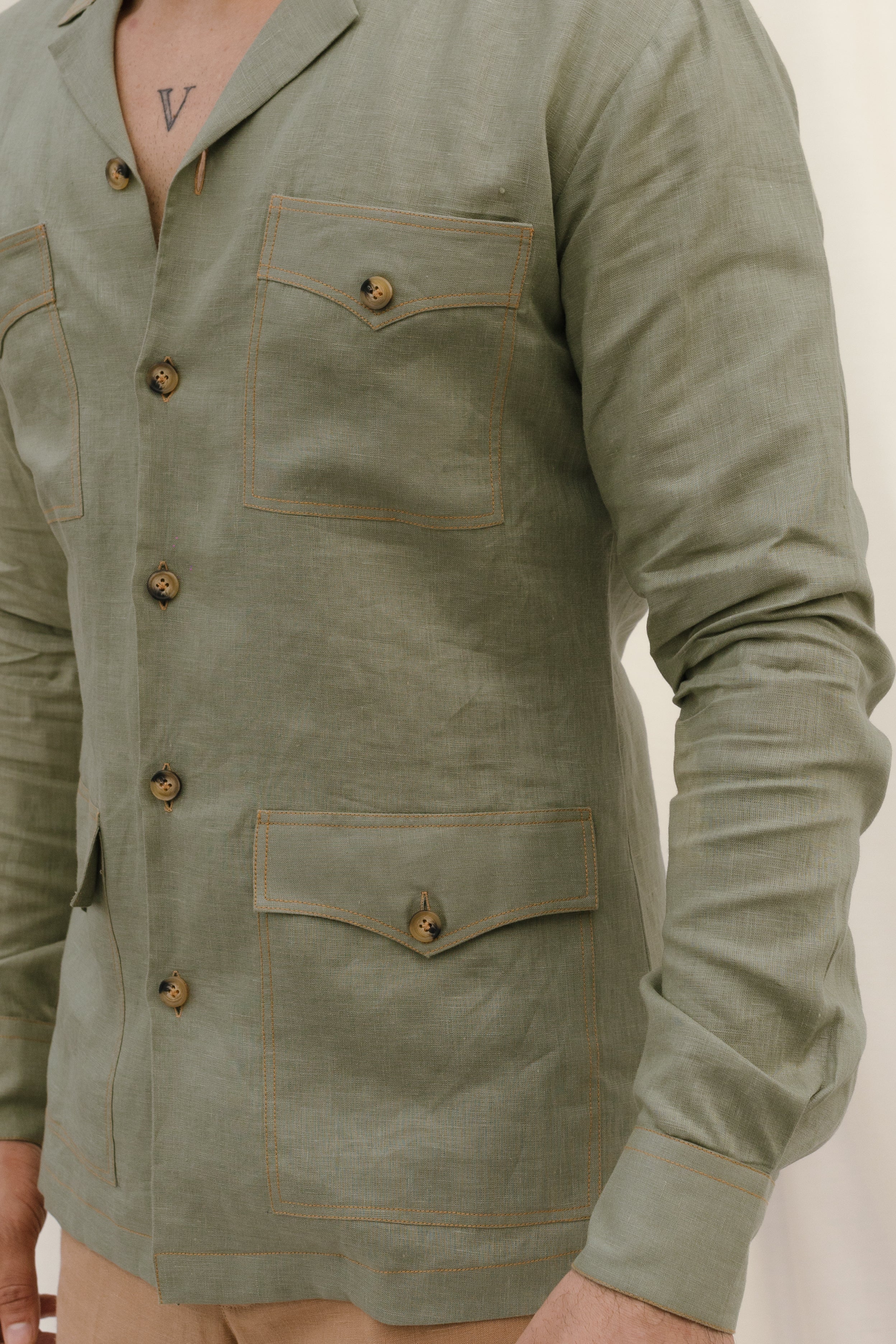 Light Green Safari Shirt - Image 4
