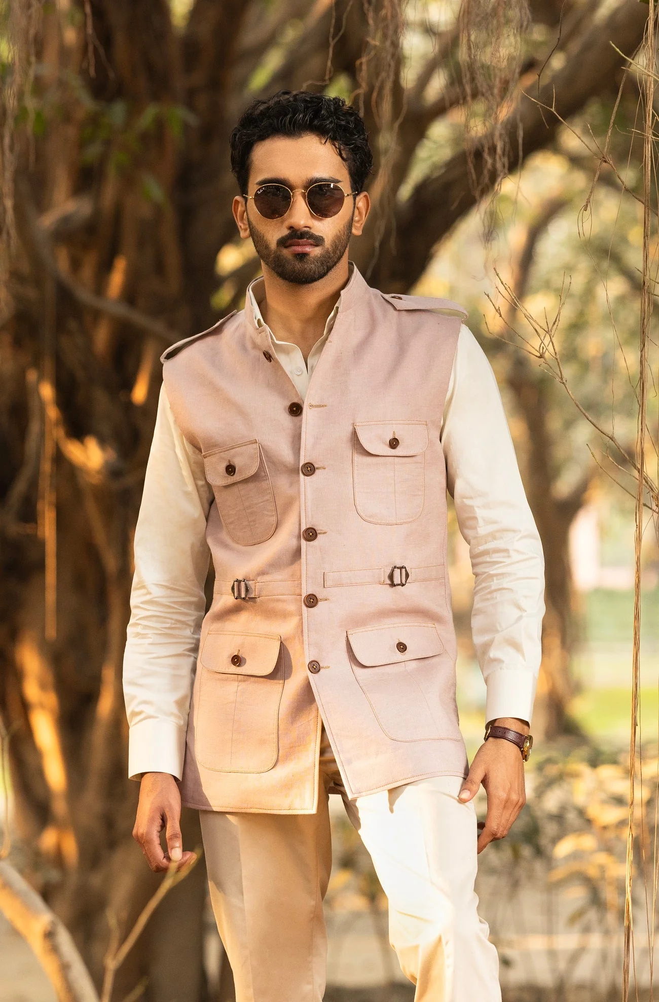 LIGHT PINK SADARI WITH SHOULDER FLAPS - Image 3