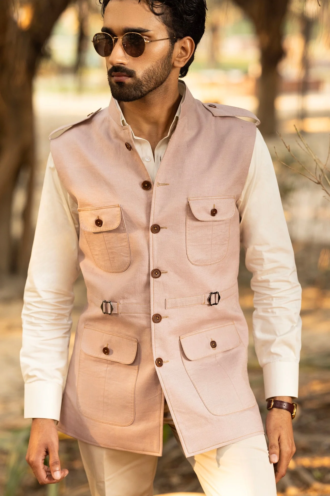 LIGHT PINK SADARI WITH SHOULDER FLAPS - Image 4