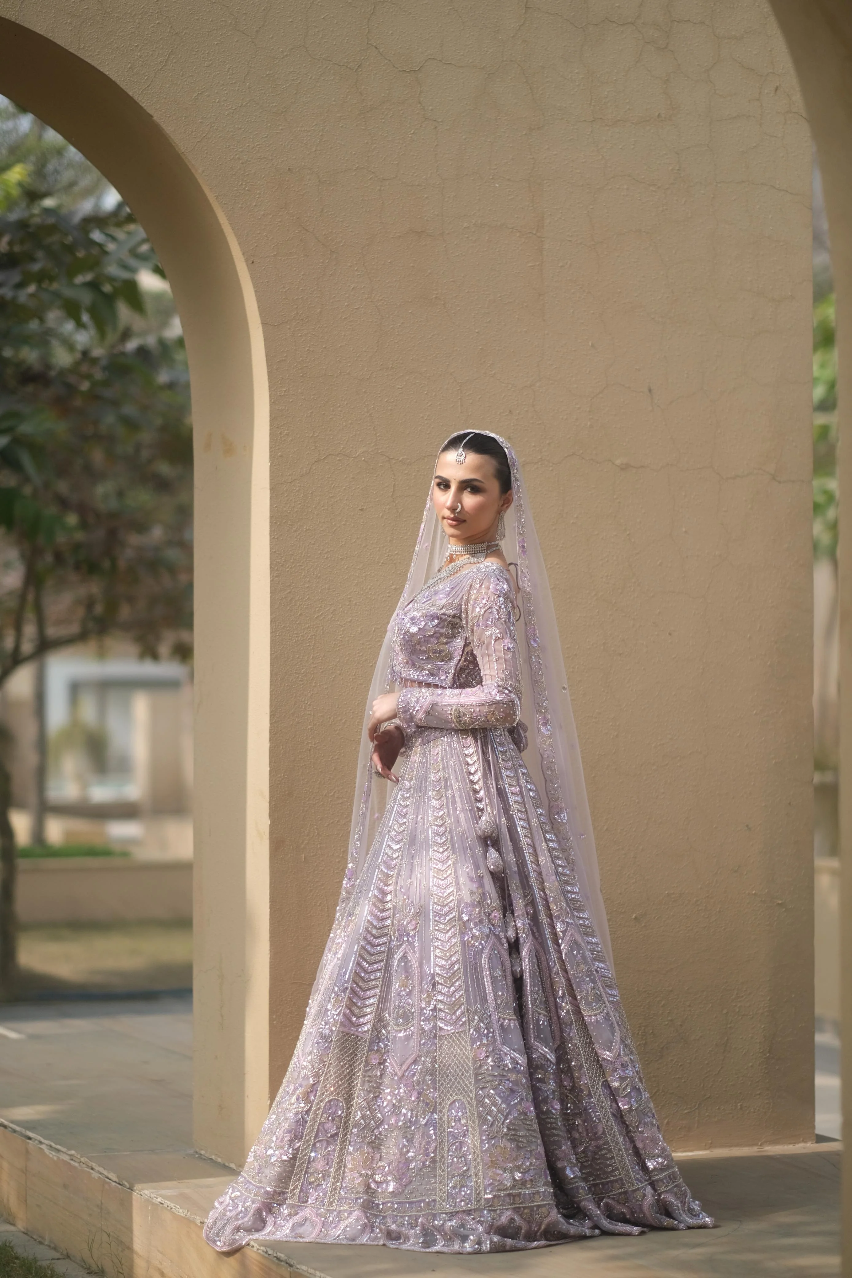 Lilac Net Lehenga with Floral Embellishments - Image 2