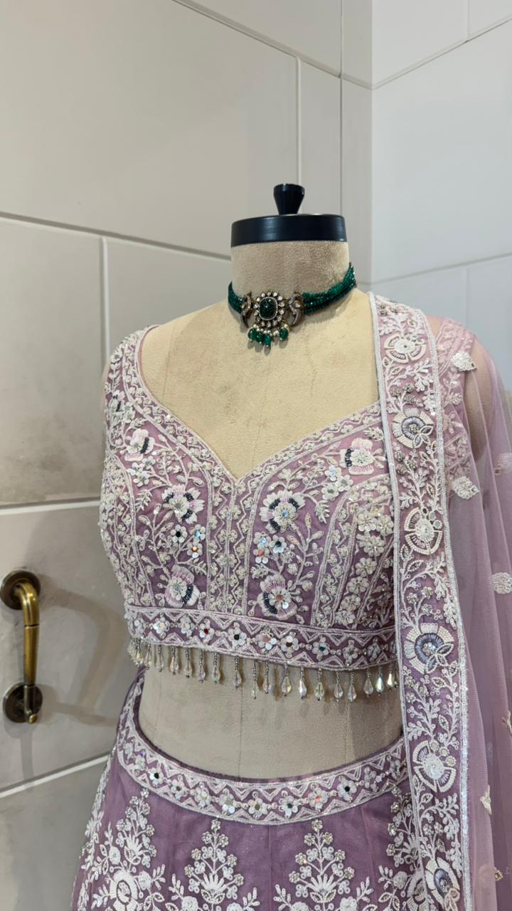 Lilac pearl lehenga - Image 3