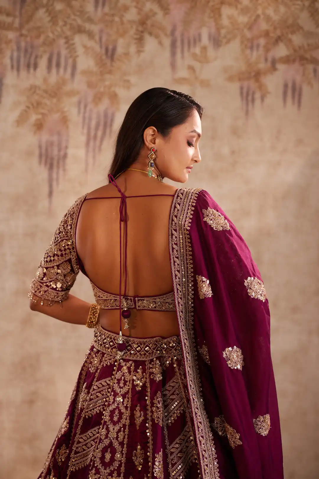 Magenta embroidered lehenga - Image 2