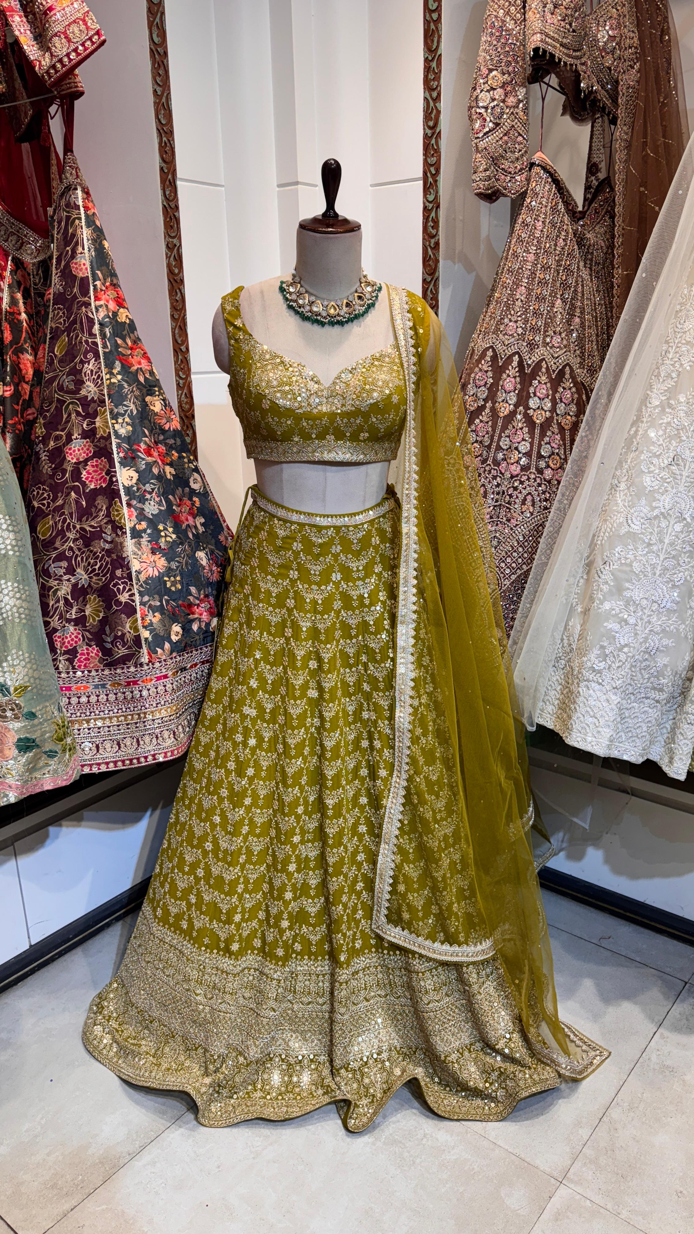 Mehendi green lehenga Media - Image 2