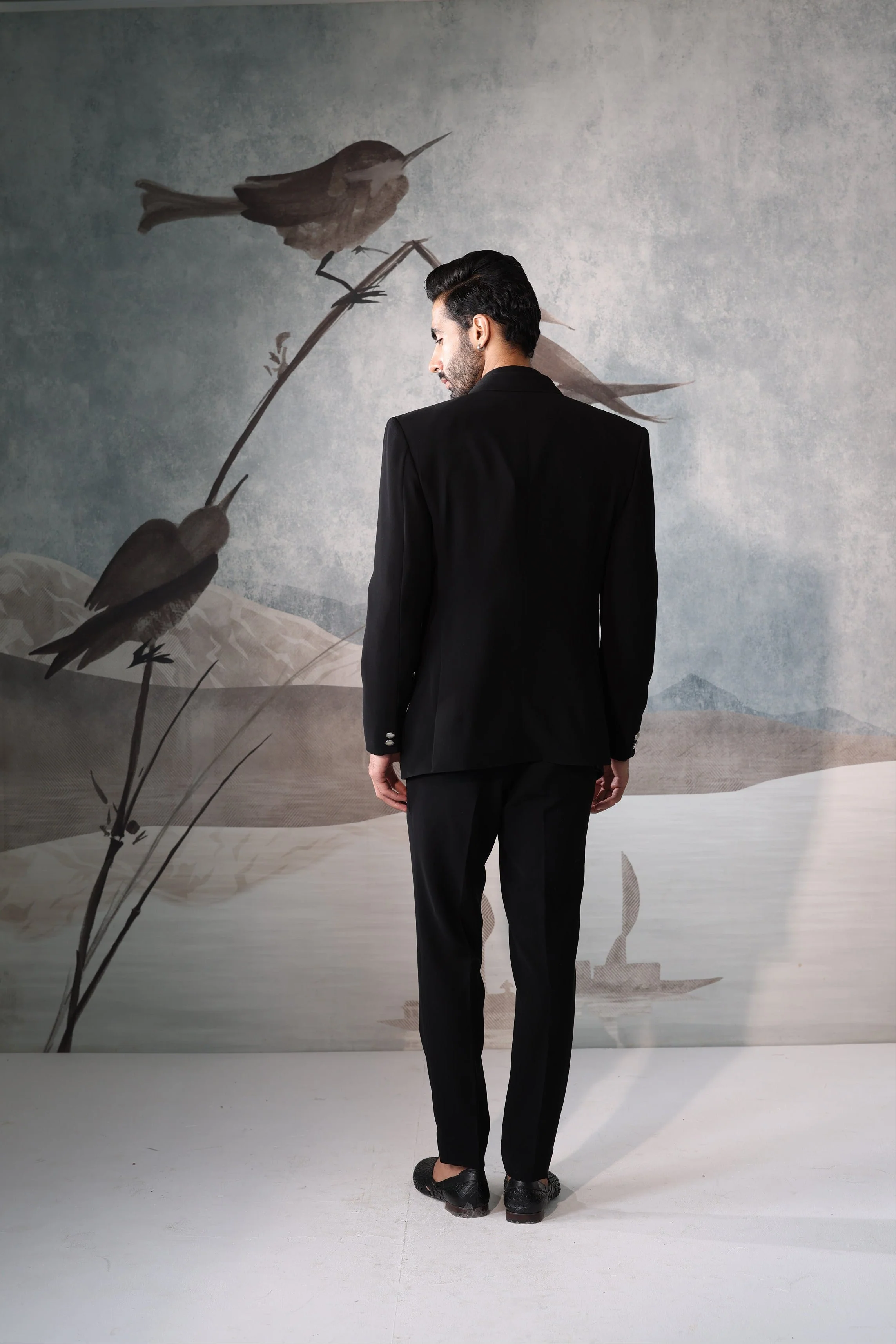 Men’s Black Designer Tuxedo Suit with Embroidered Lapel - Image 5