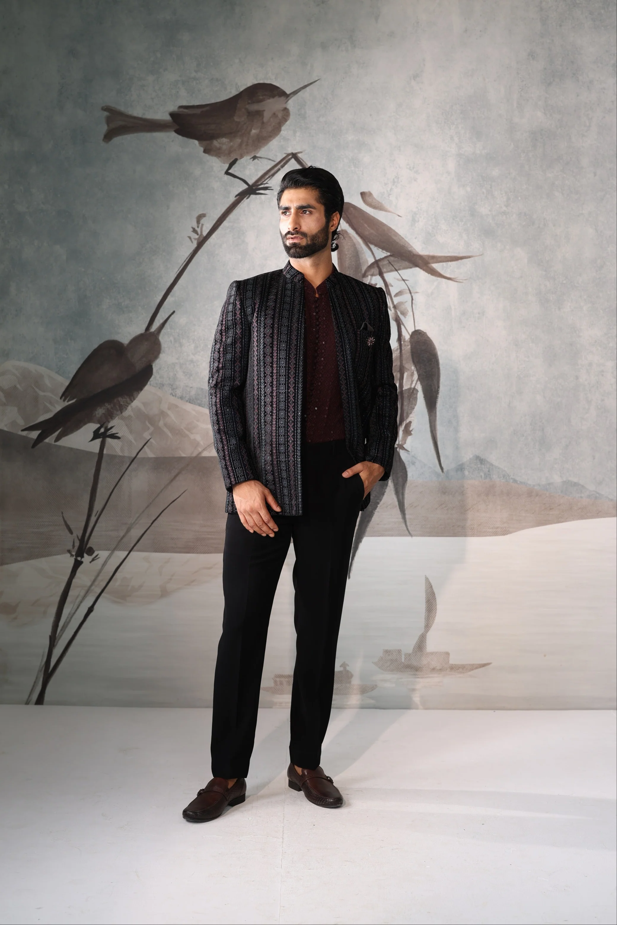 Men’s Blue short indo western jacket - Image 2