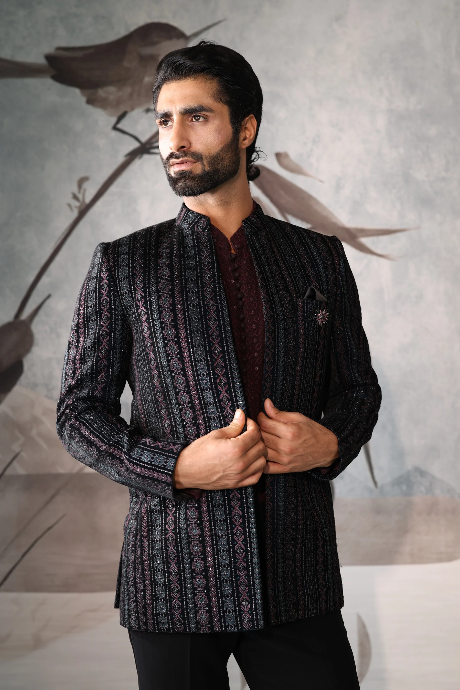 Men’s Blue short indo western jacket - Image 3