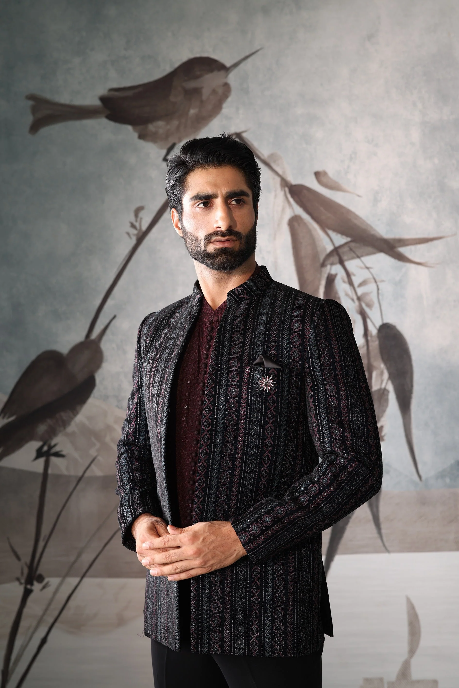 Men’s Blue short indo western jacket - Image 4
