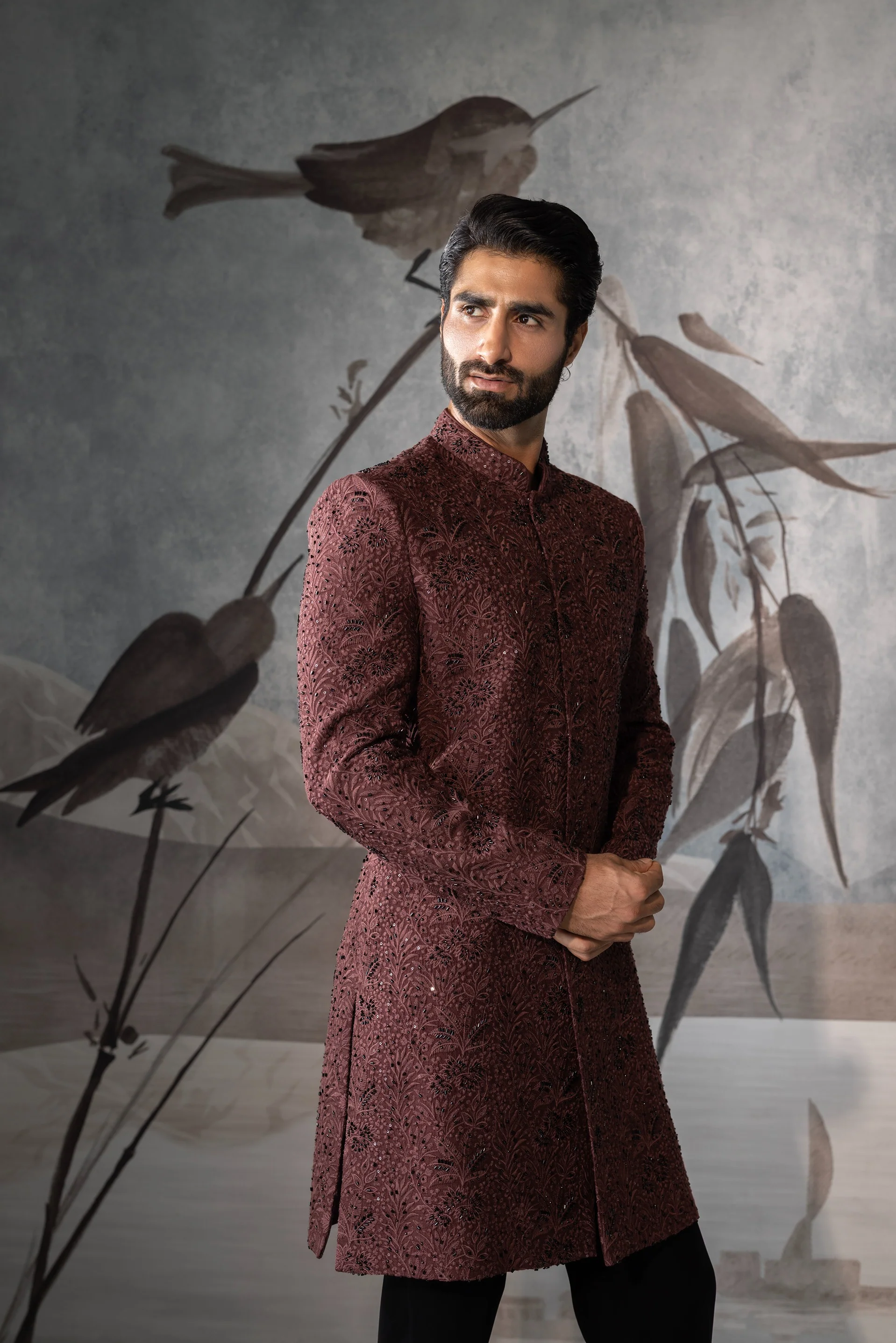 Men’s Rust Brown Indo Western - Image 2