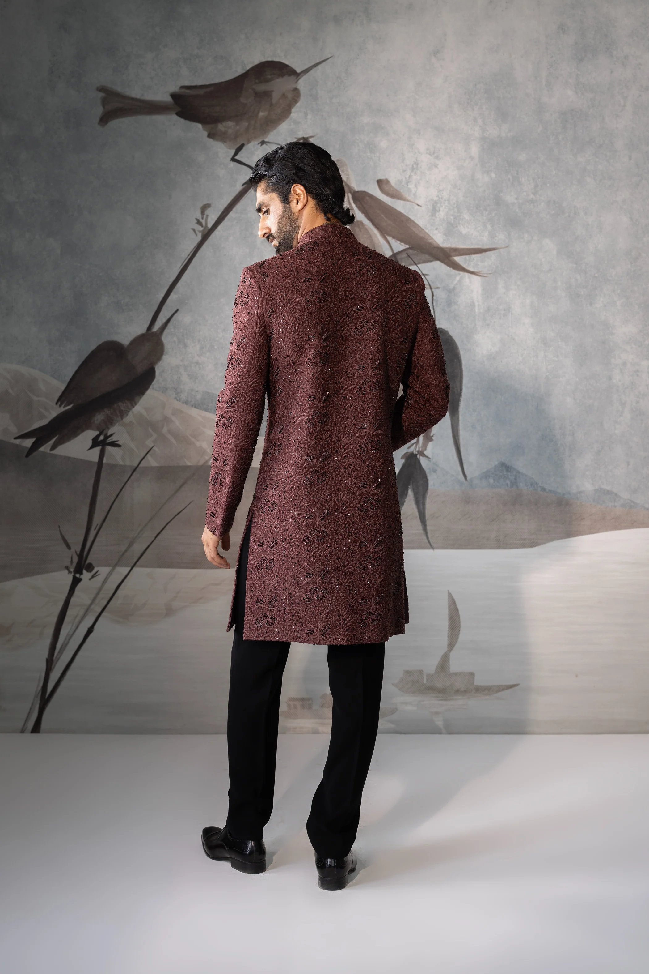 Men’s Rust Brown Indo Western - Image 3