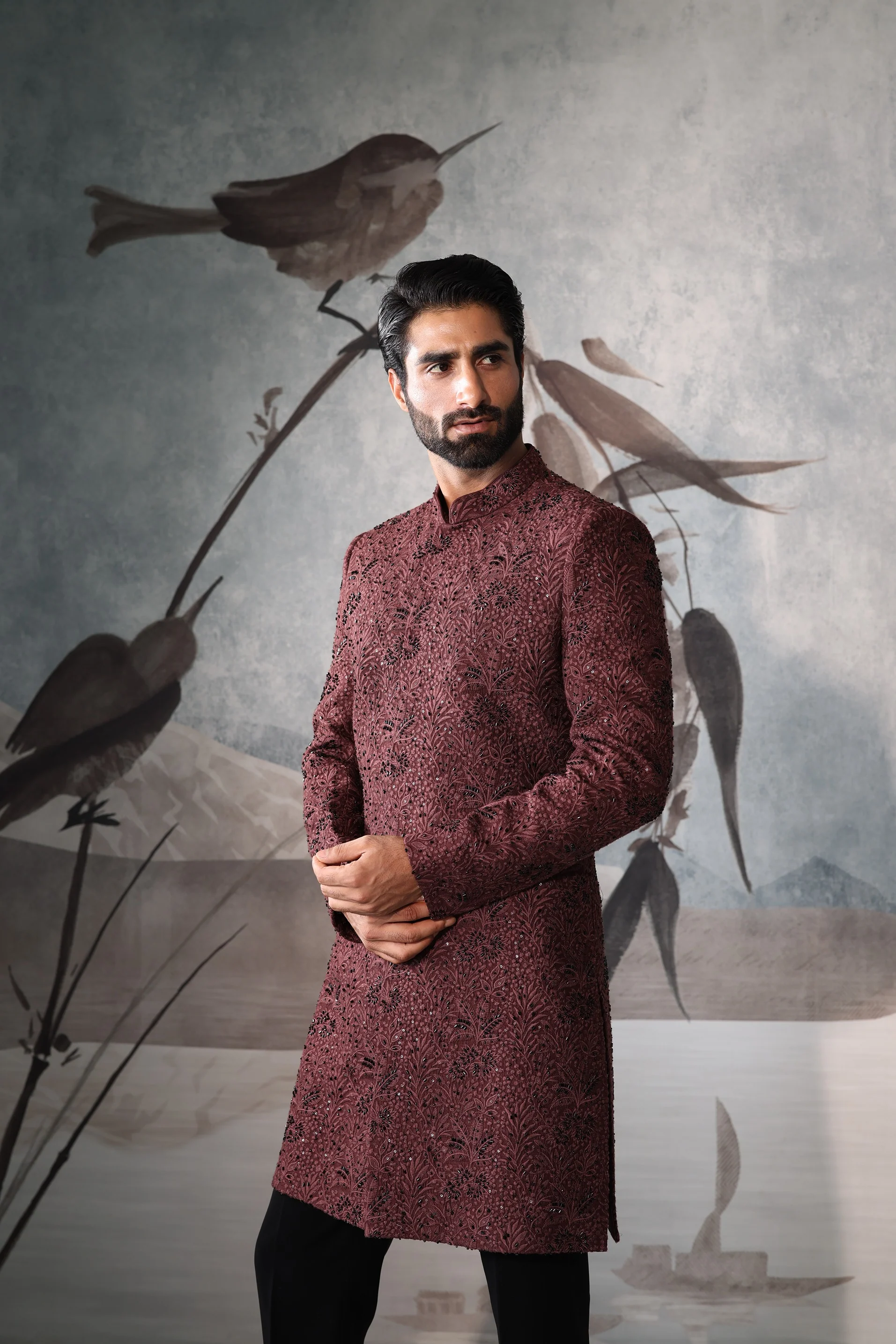Men’s Rust Brown Indo Western - Image 4