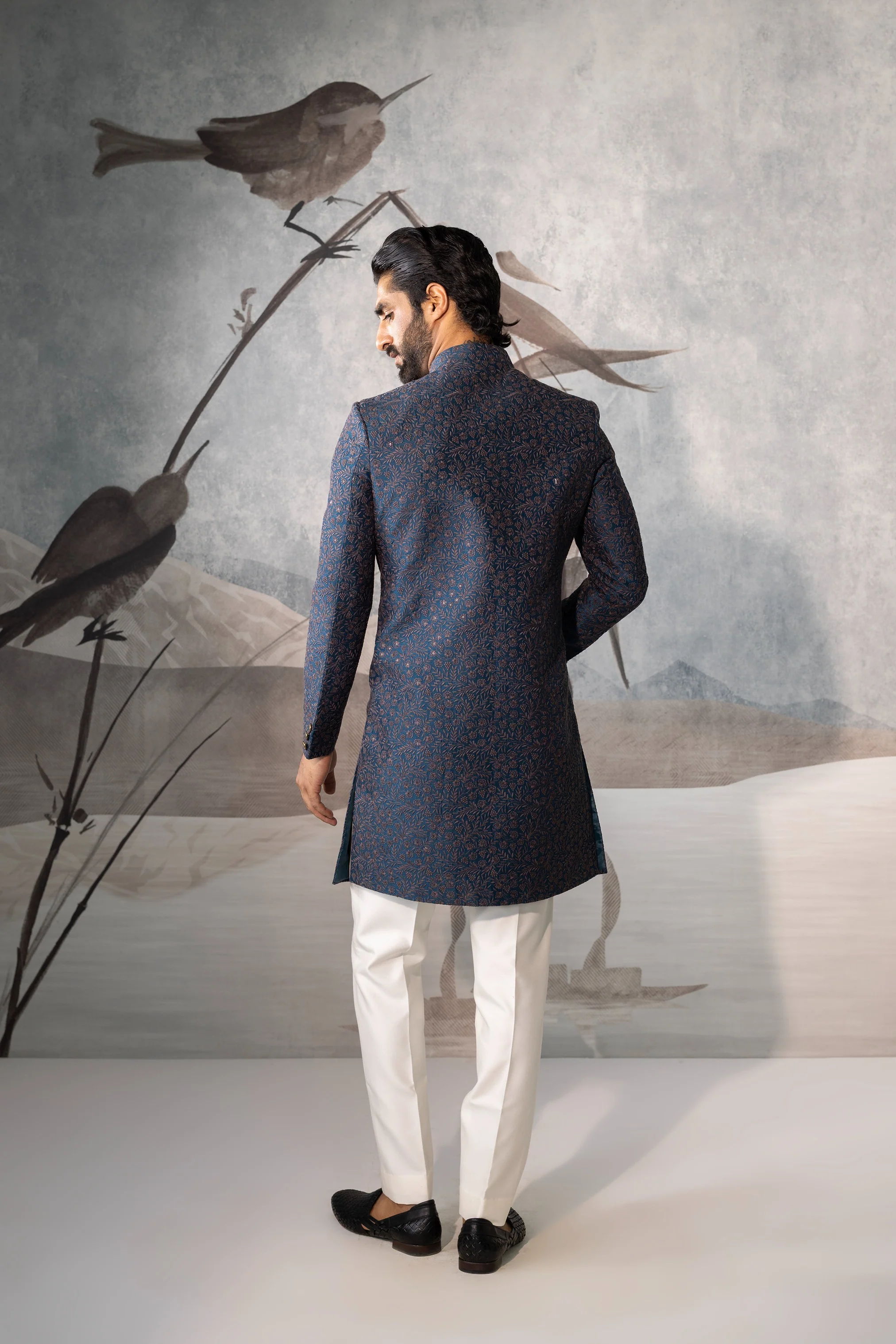 Men’s Navy Blue Indo Western - Image 3