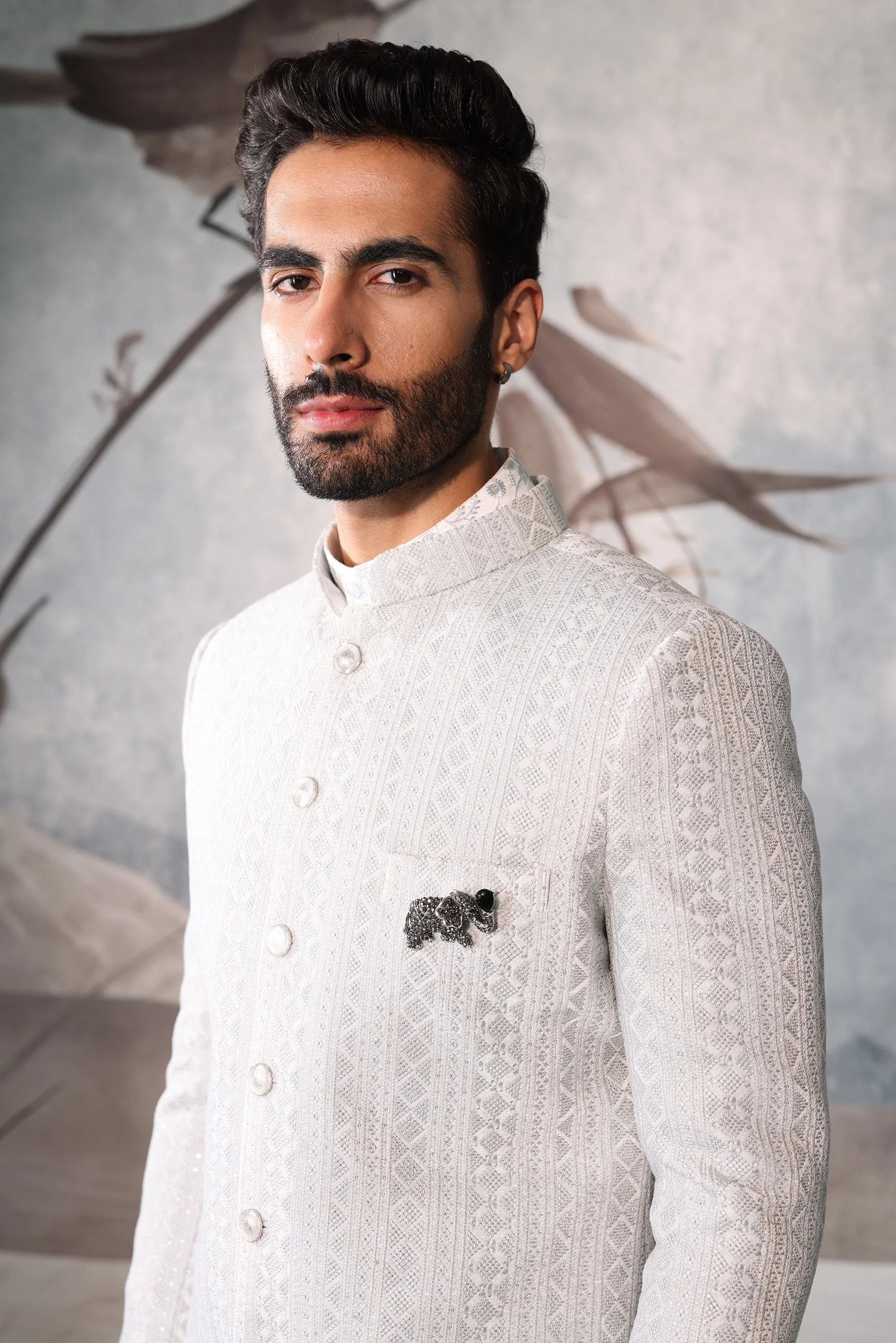 Men’s Mint blue Indo Western Sherwani for Groom - Image 4