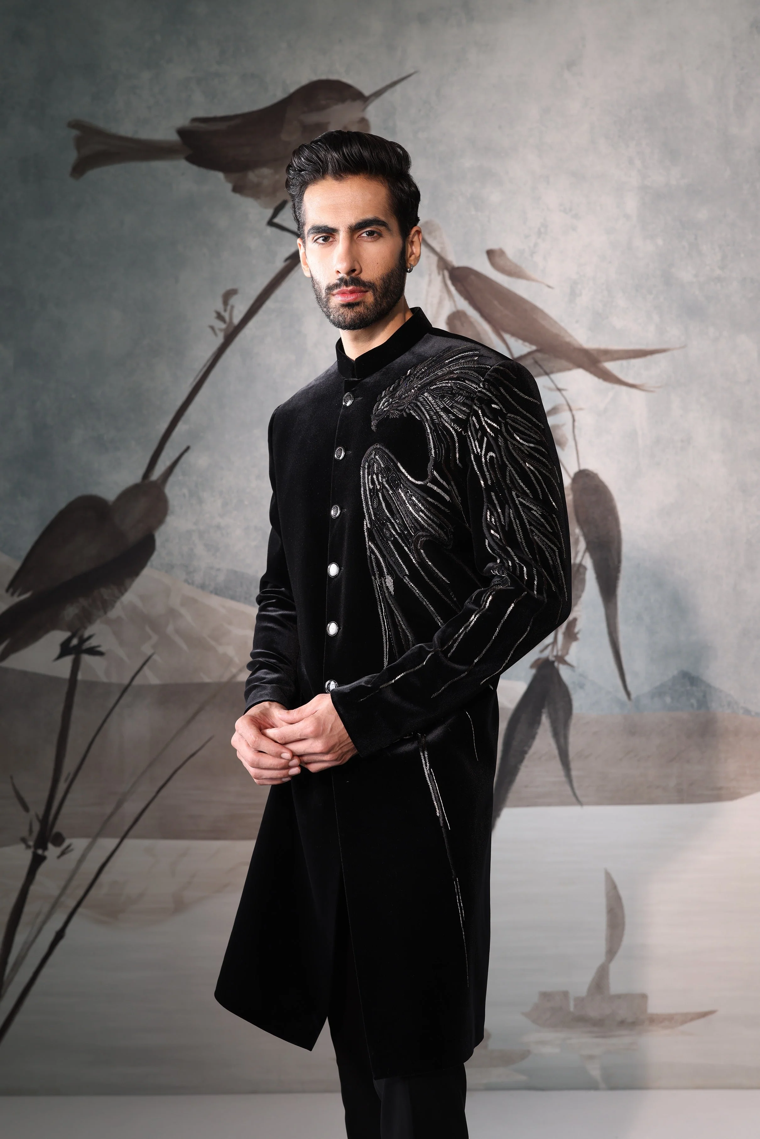 Indo Black Bandgala with shoulder design - Image 3
