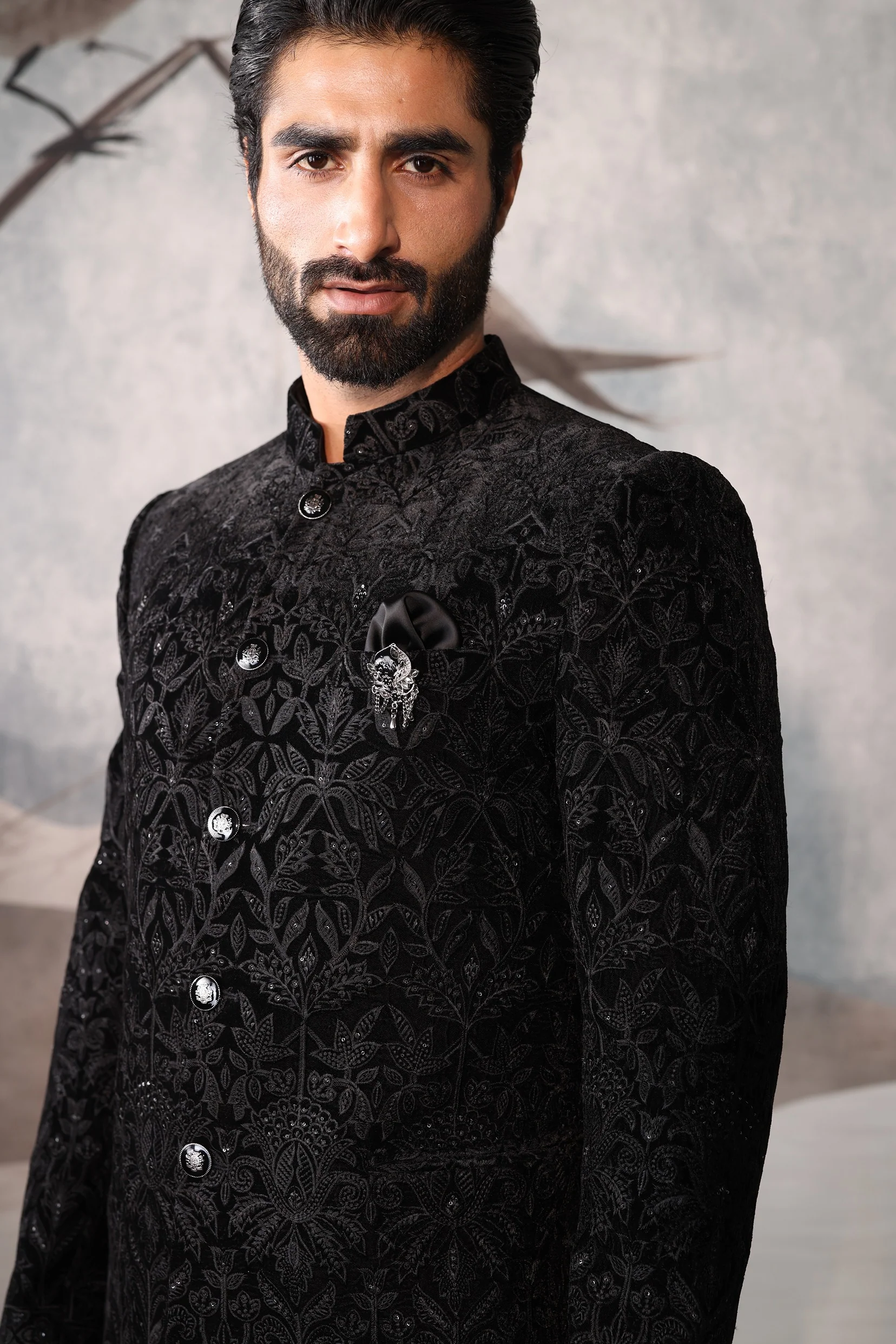 Men's Black Bandhgala Jacket - Image 2