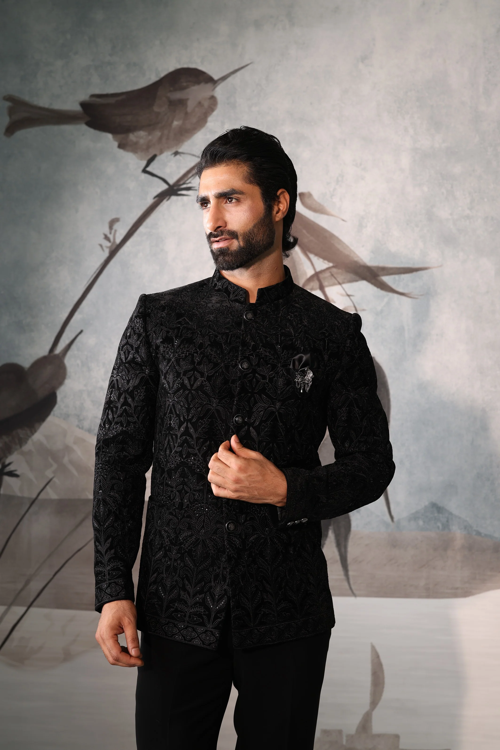 Men's Black Bandhgala Jacket - Image 3