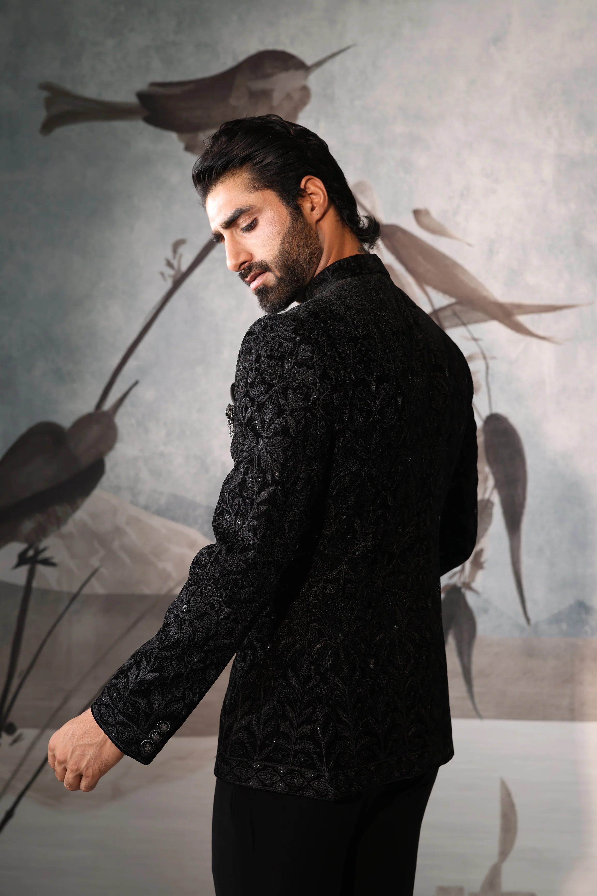 Men's Black Bandhgala Jacket - Image 4