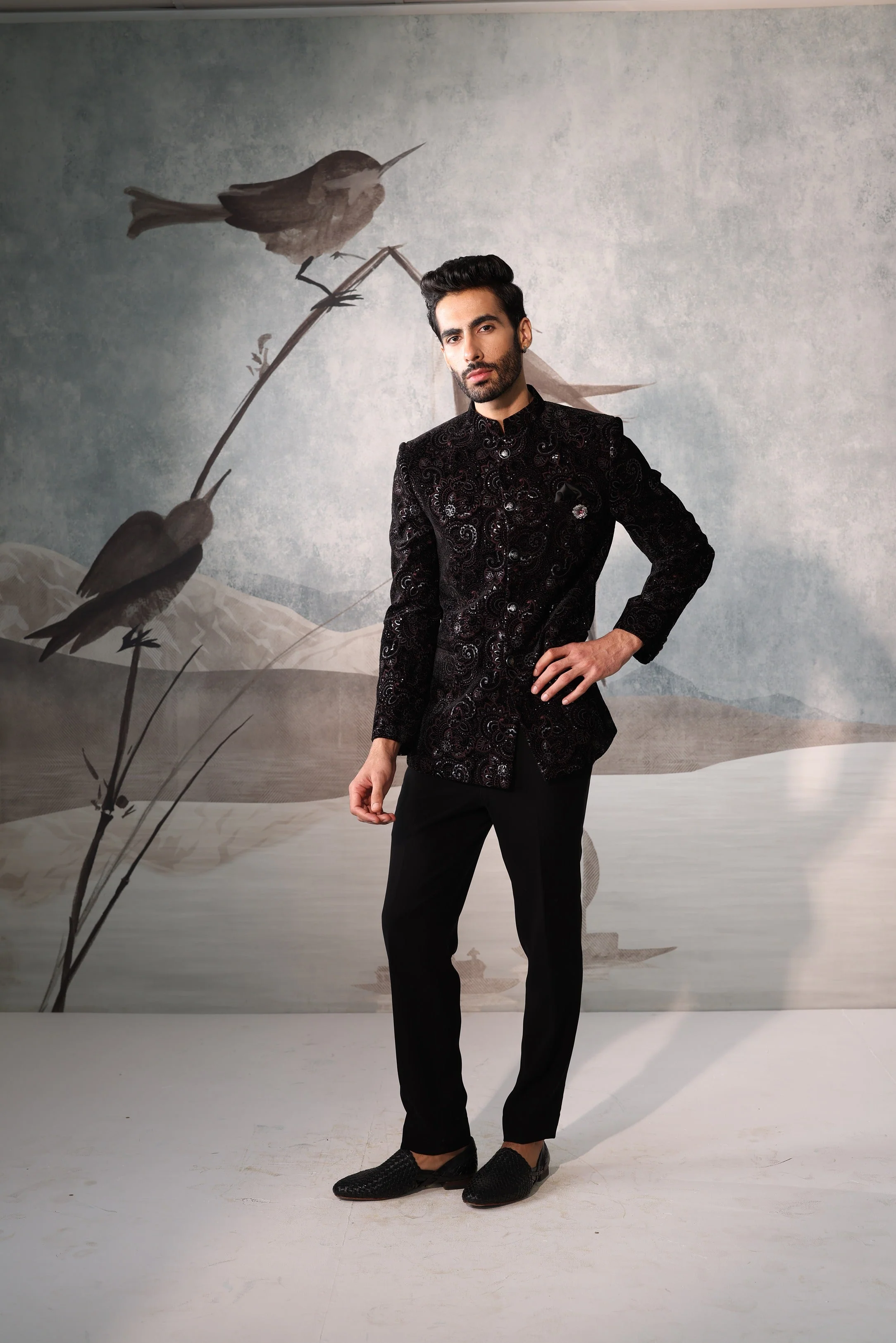 Men's Embroidered Bandhgala Jacket - Image 2