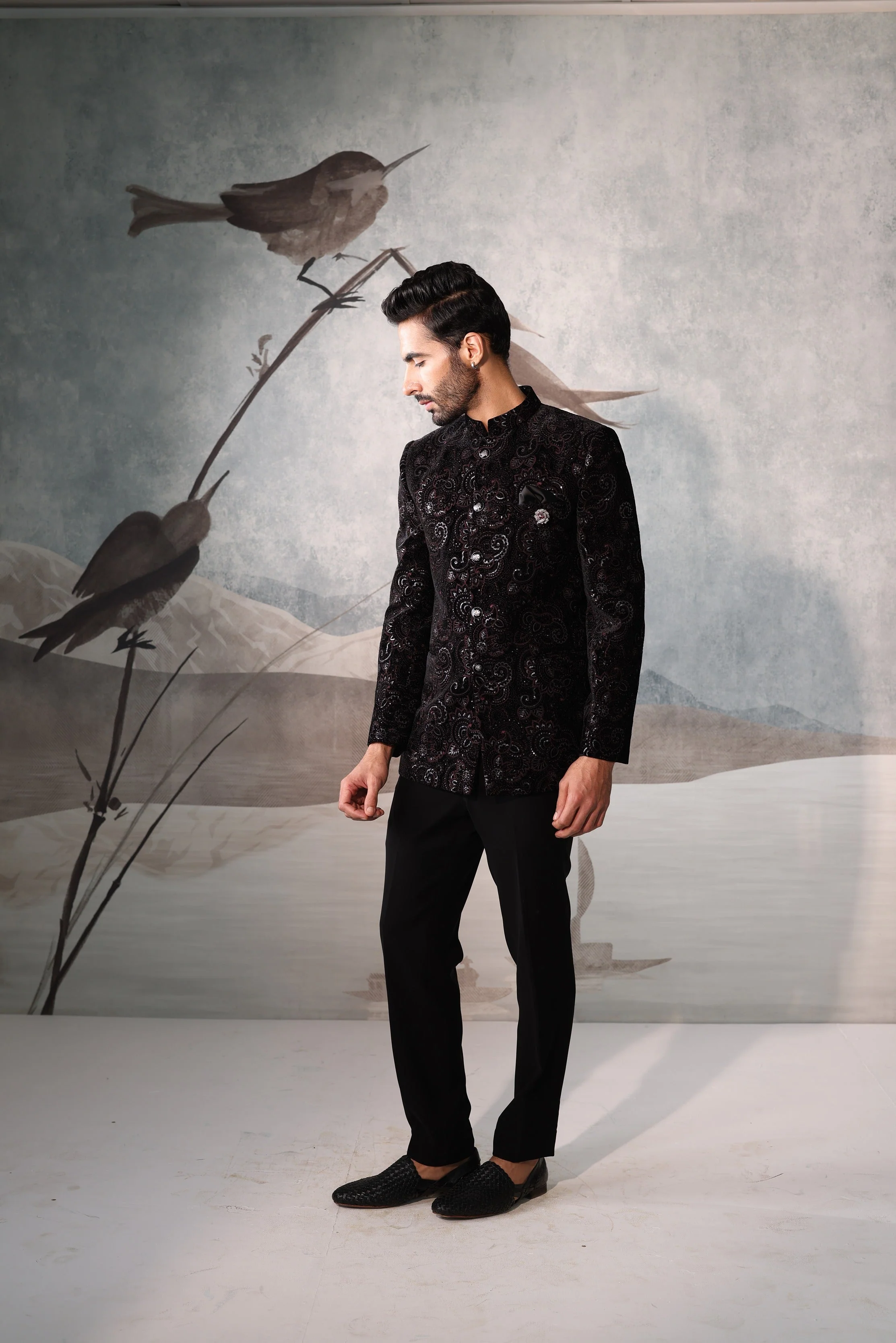 Men's Embroidered Bandhgala Jacket - Image 3