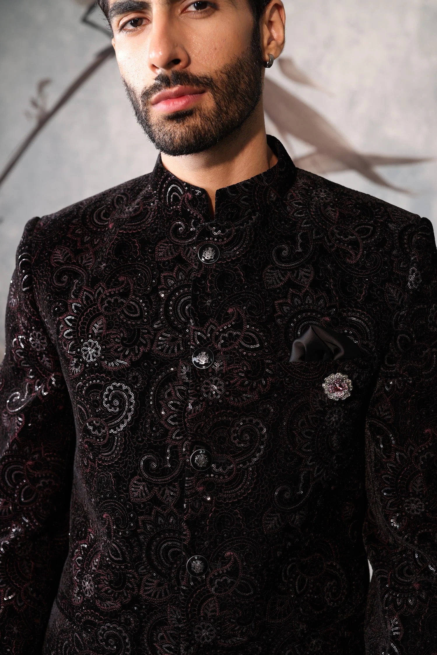 Men's Embroidered Bandhgala Jacket - Image 4