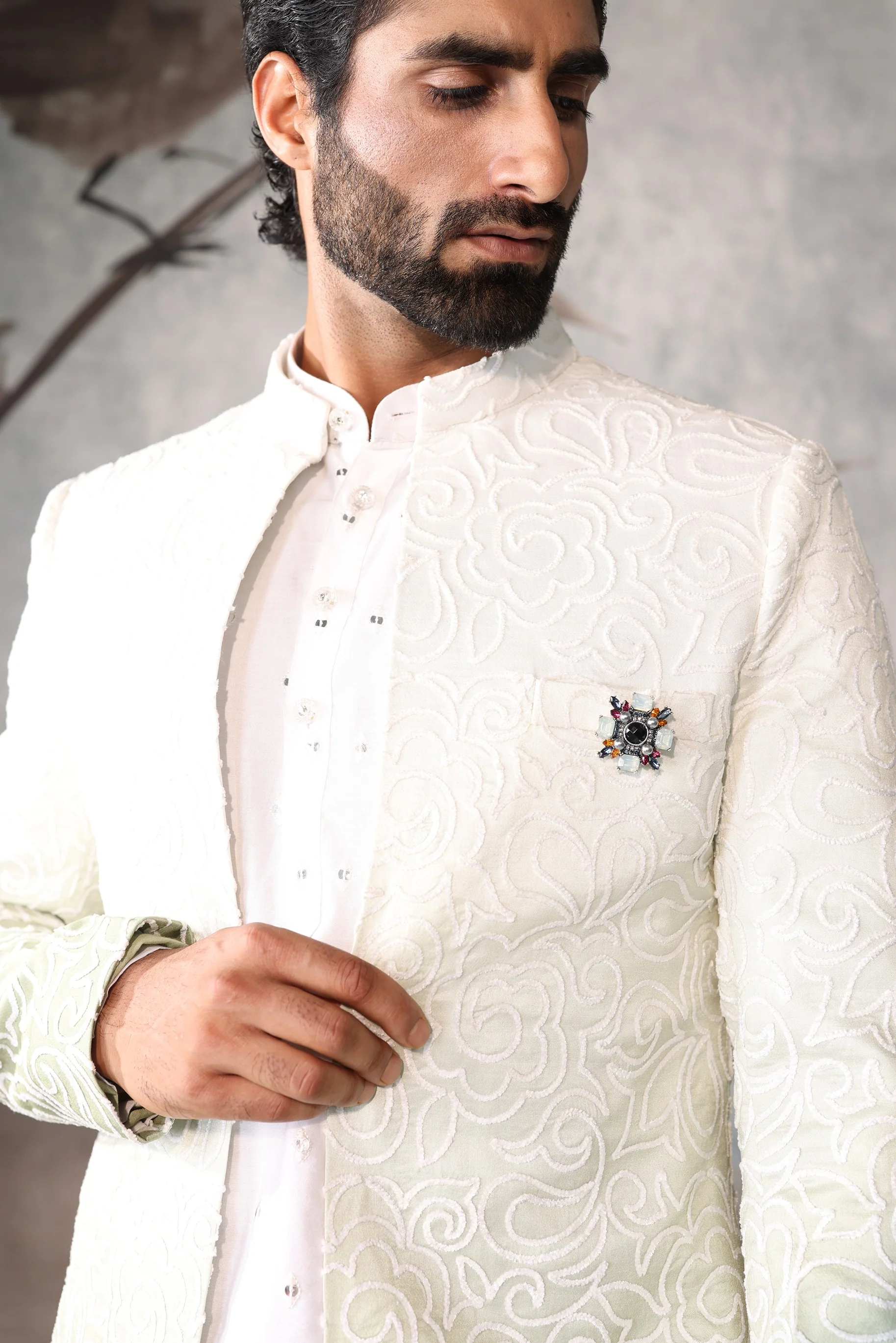 Men's Green Indo Western Kurta Set
