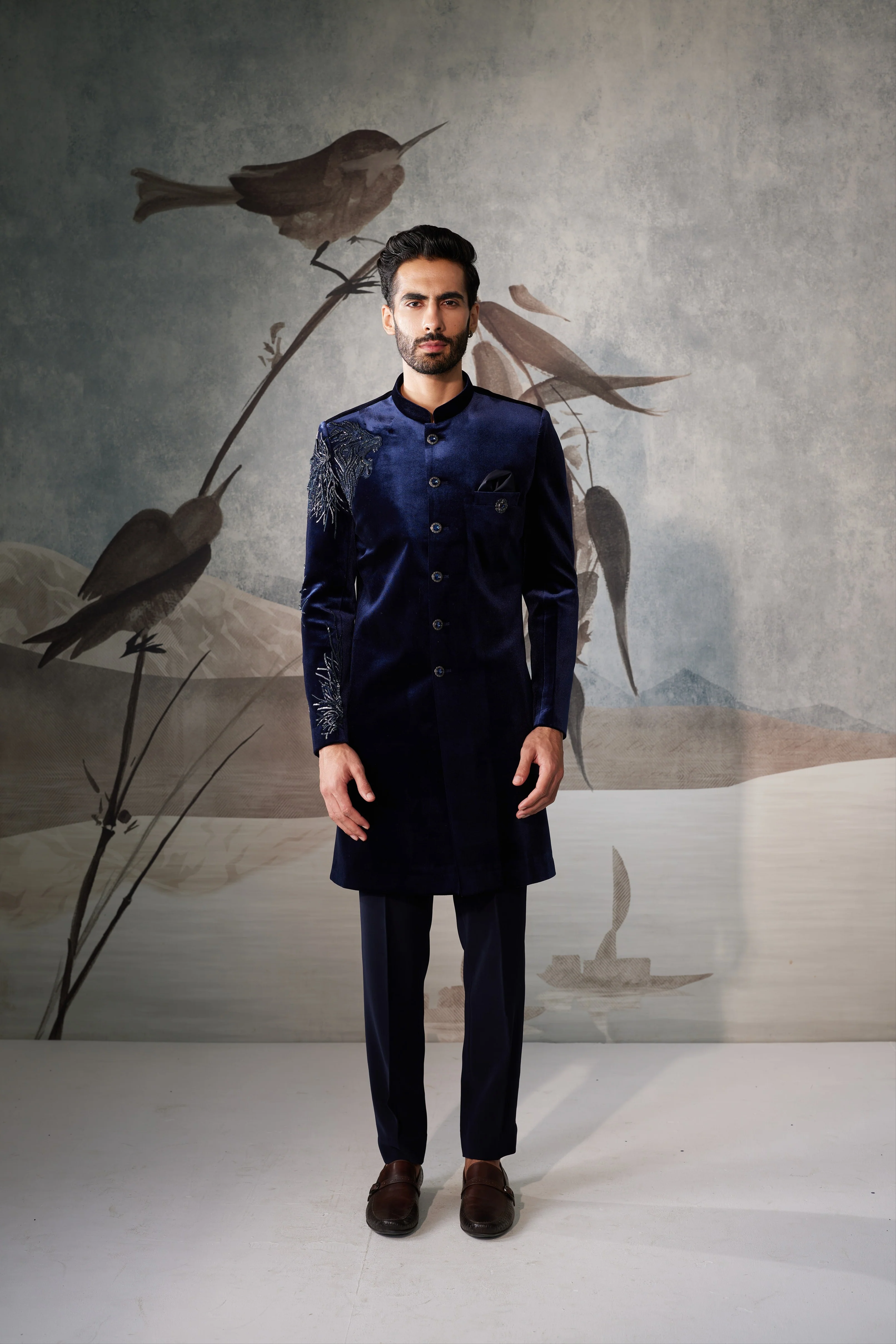 Men's Royal Blue Indo Western - Image 2