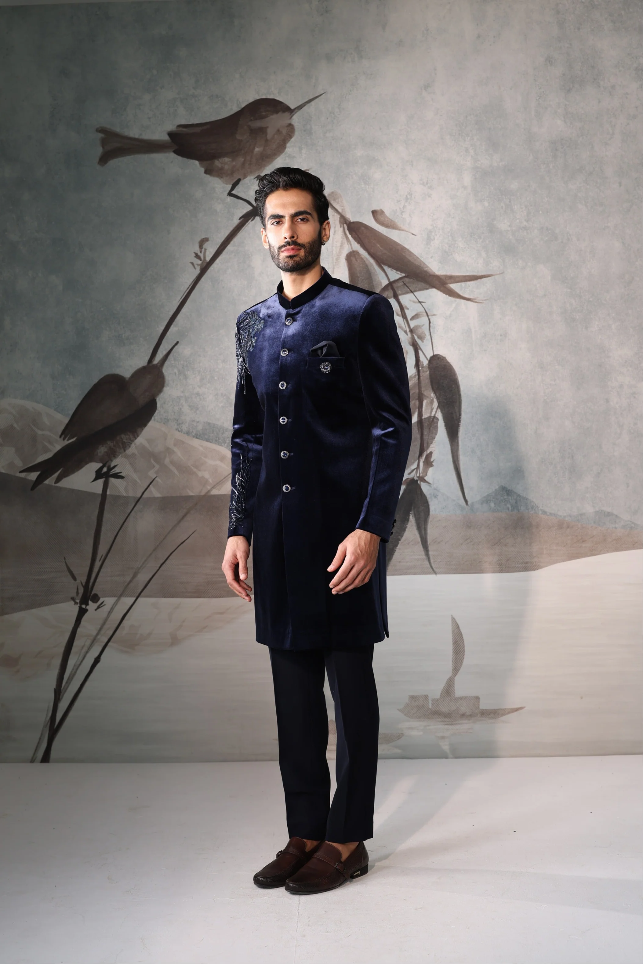 Men's Royal Blue Indo Western - Image 3