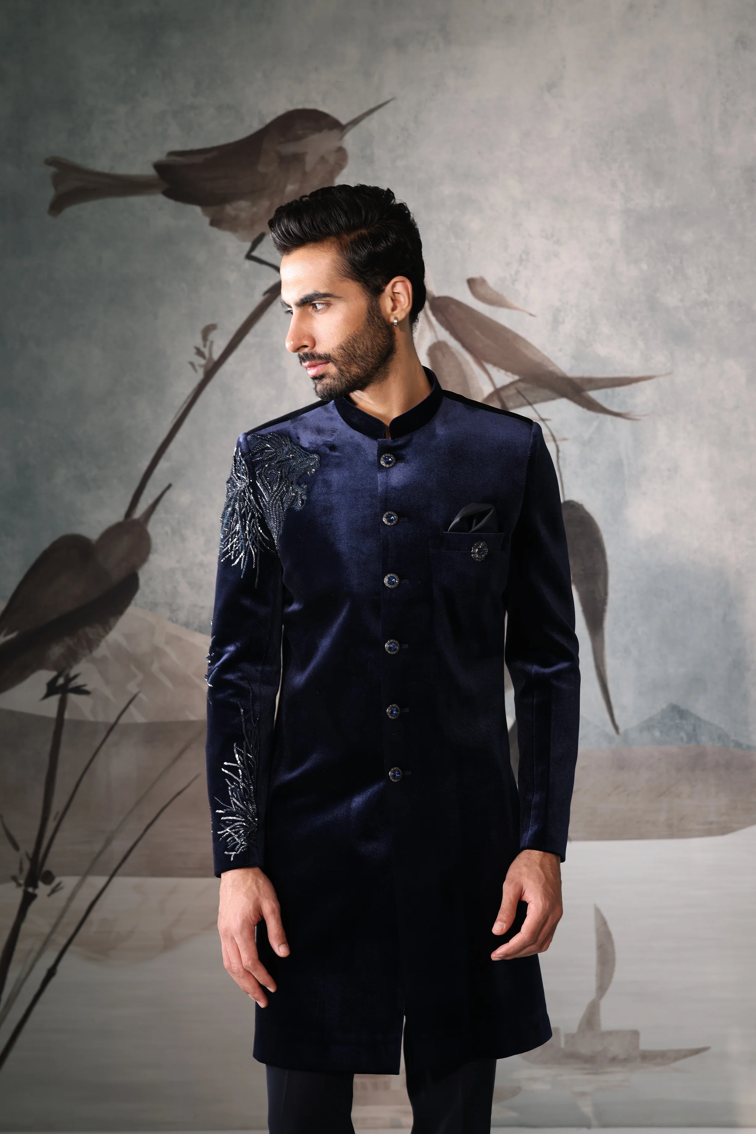 Men's Royal Blue Indo Western - Image 4
