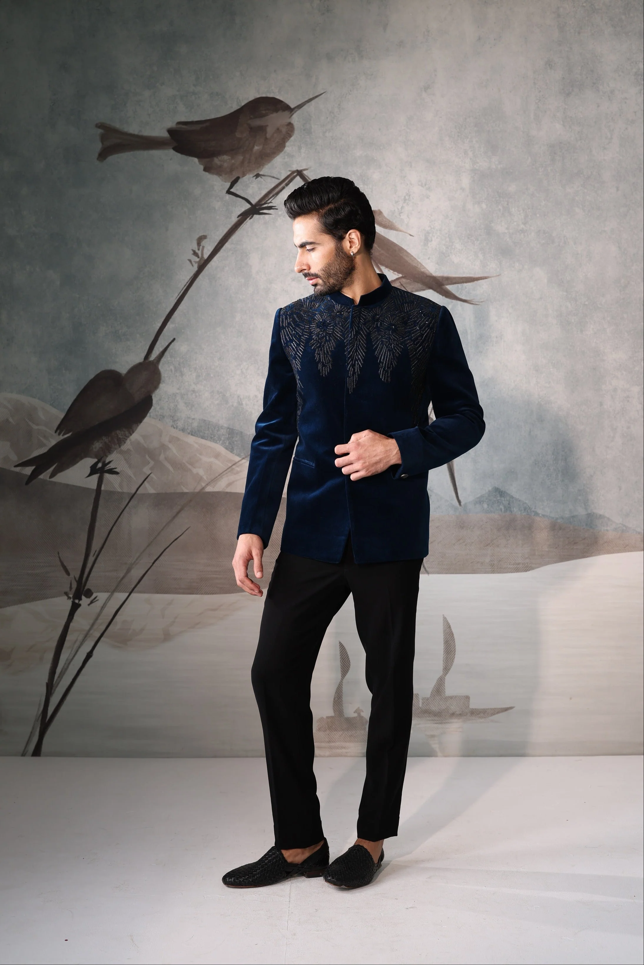 Men's Teel Blue Classic BANDGALA Suit - Image 3