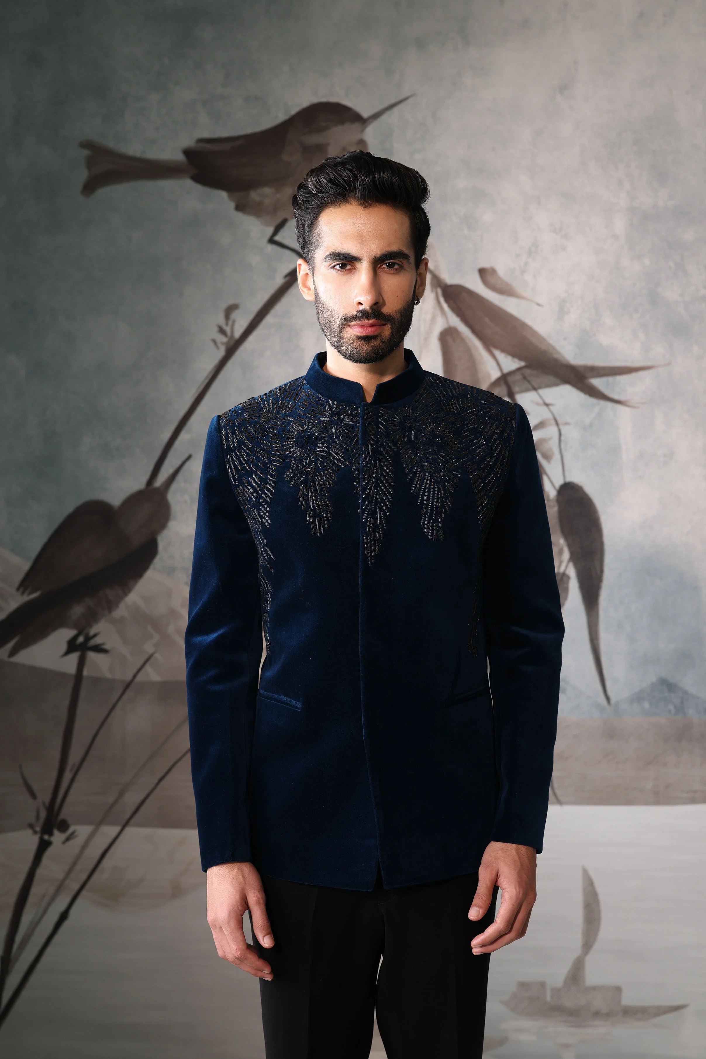 Men's Teel Blue Classic BANDGALA Suit - Image 4
