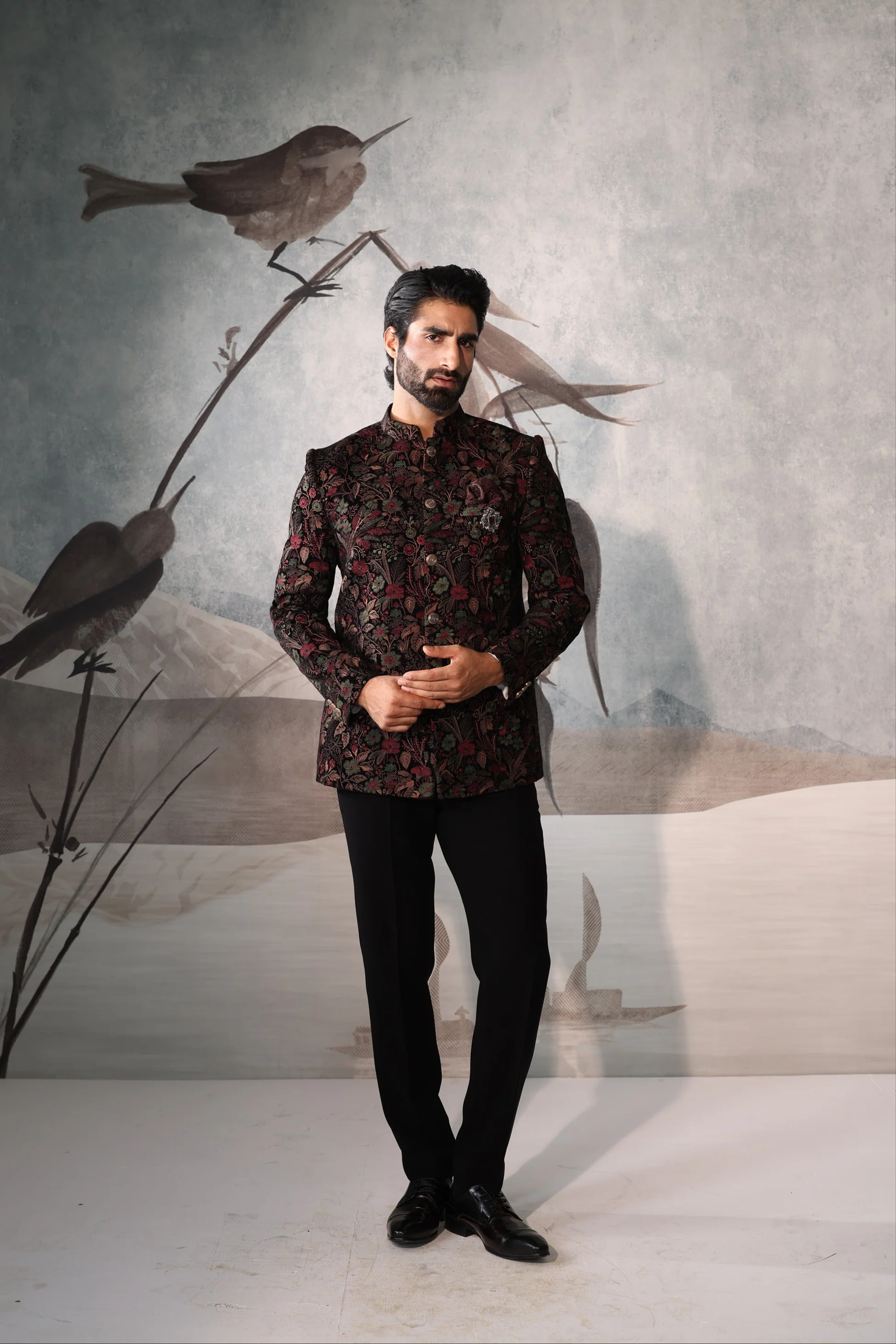 Men's Multicolor Thread Embroidered Bandhgala Jacket - Image 2