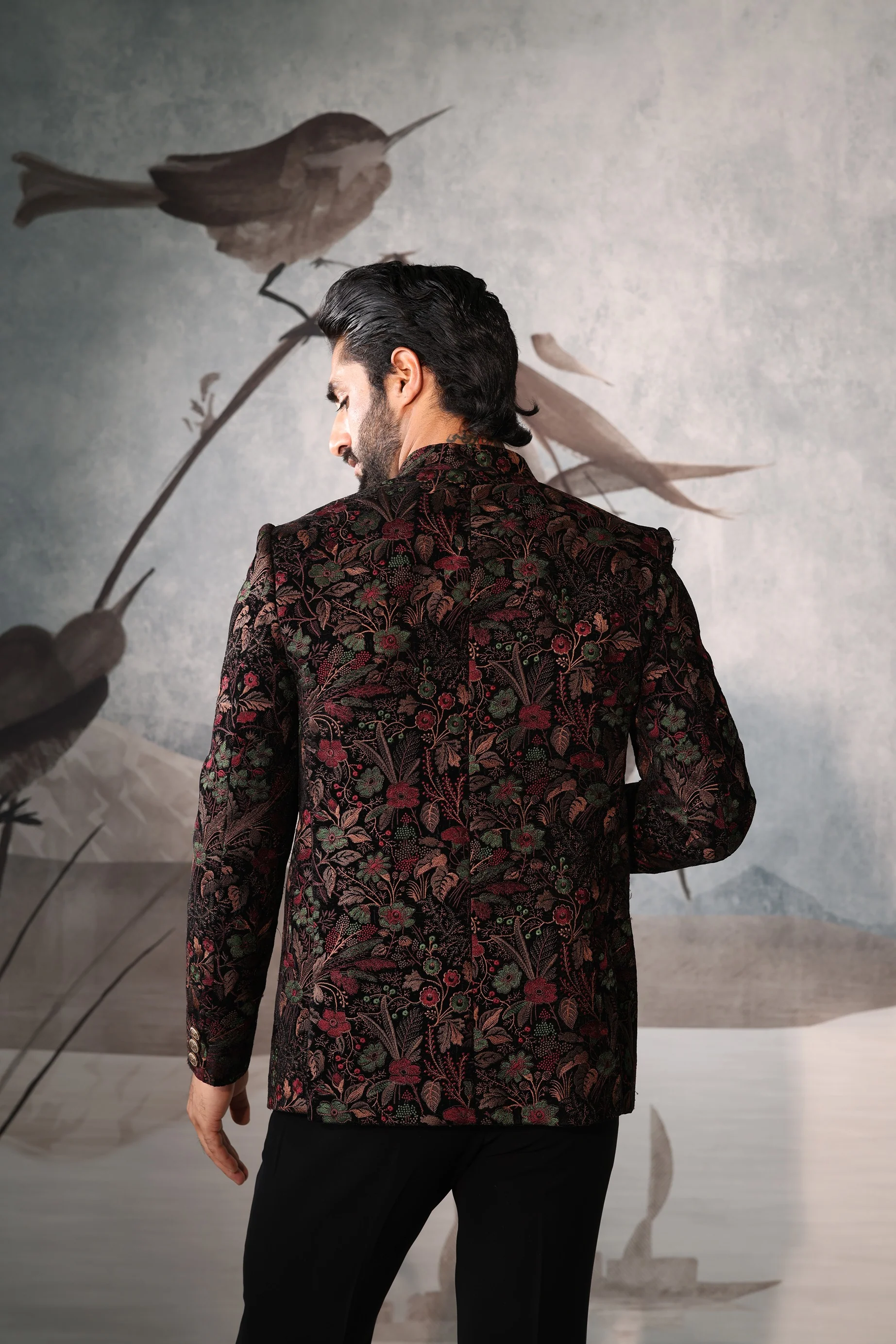 Men's Multicolor Thread Embroidered Bandhgala Jacket - Image 3