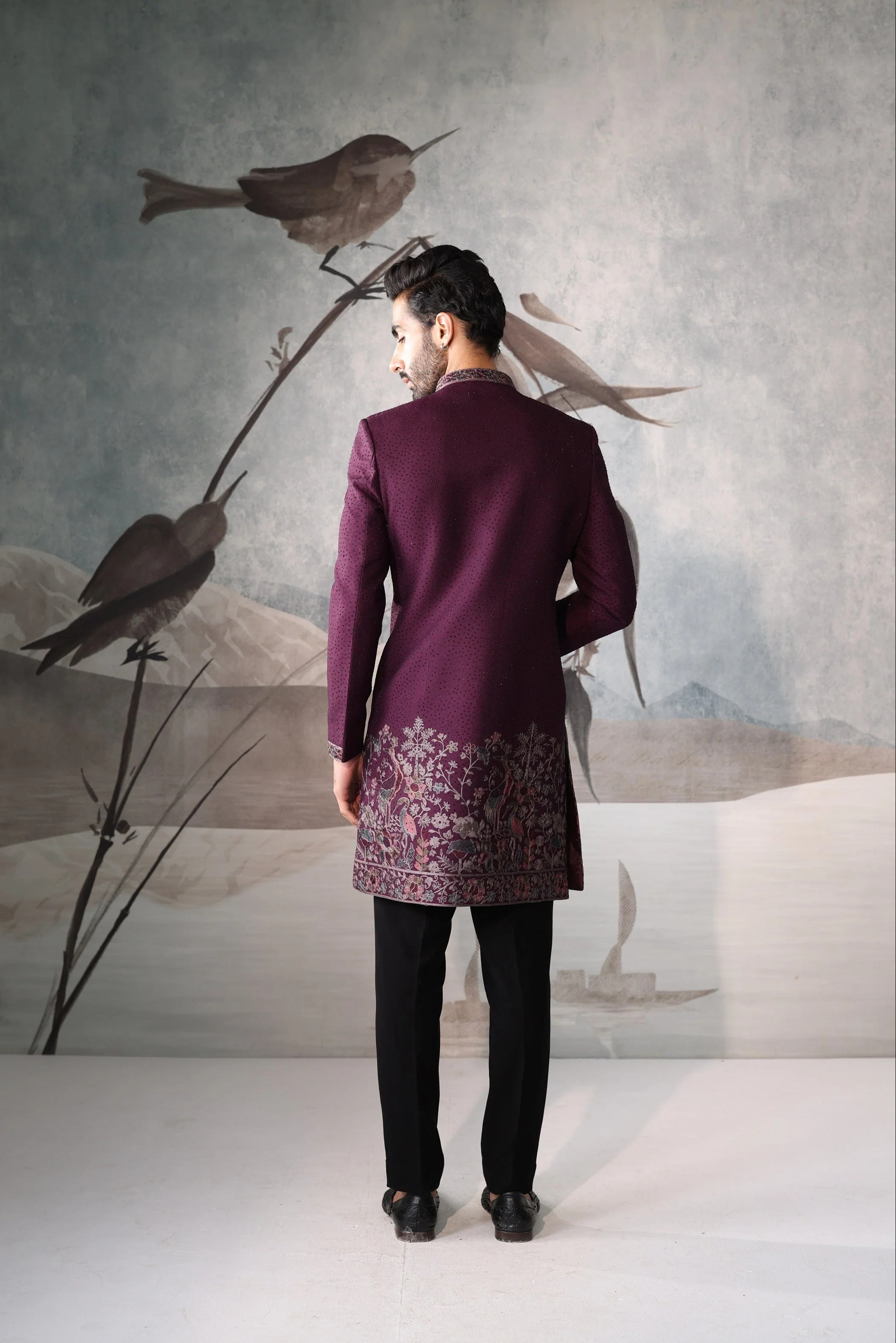 Men's Wine Color Indo Western - Image 6
