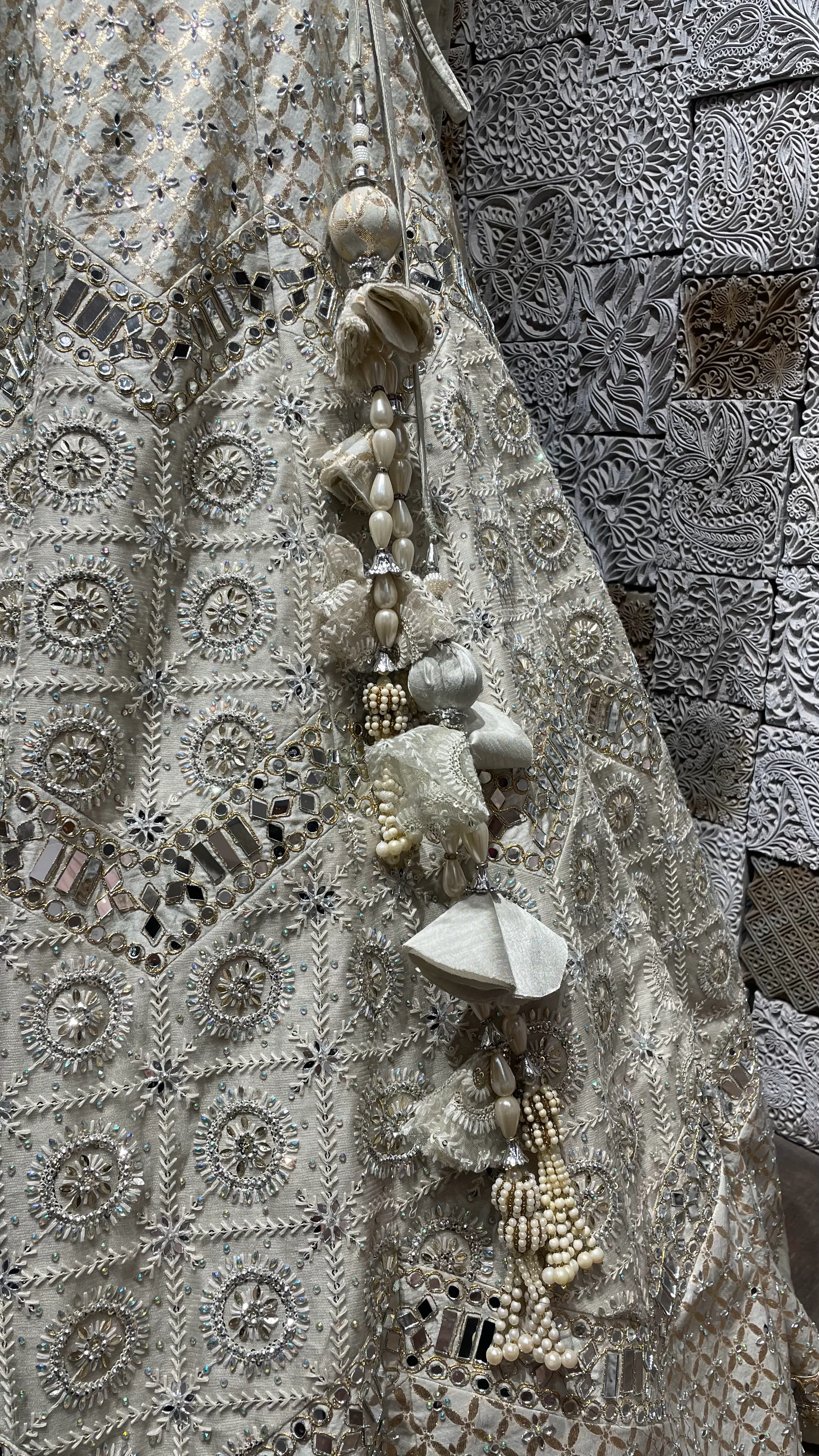 Mint Green | Pastel Pink - Mirror Work Lehenga - Image 4