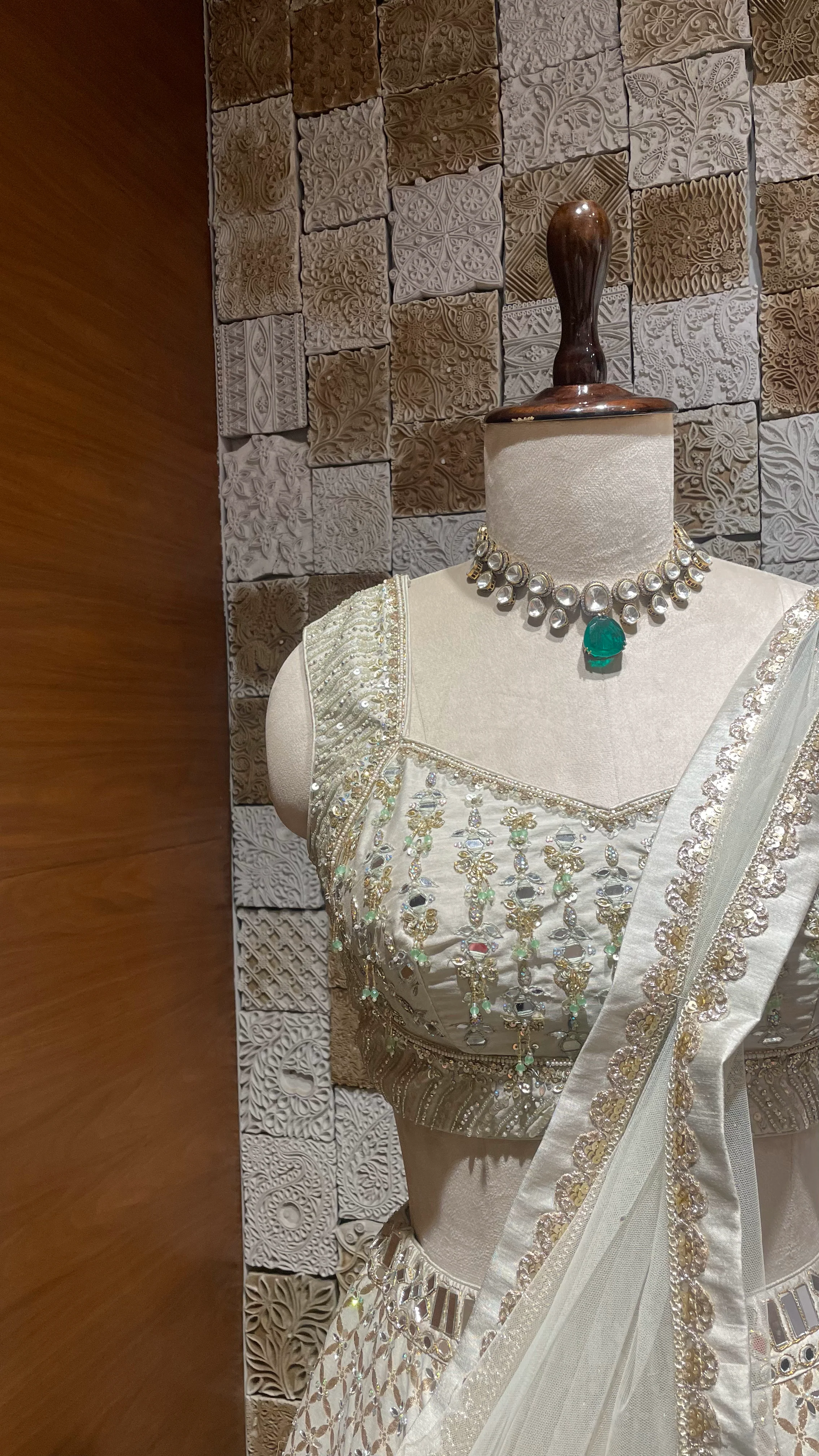 Mint Green | Pastel Pink - Mirror Work Lehenga - Image 7