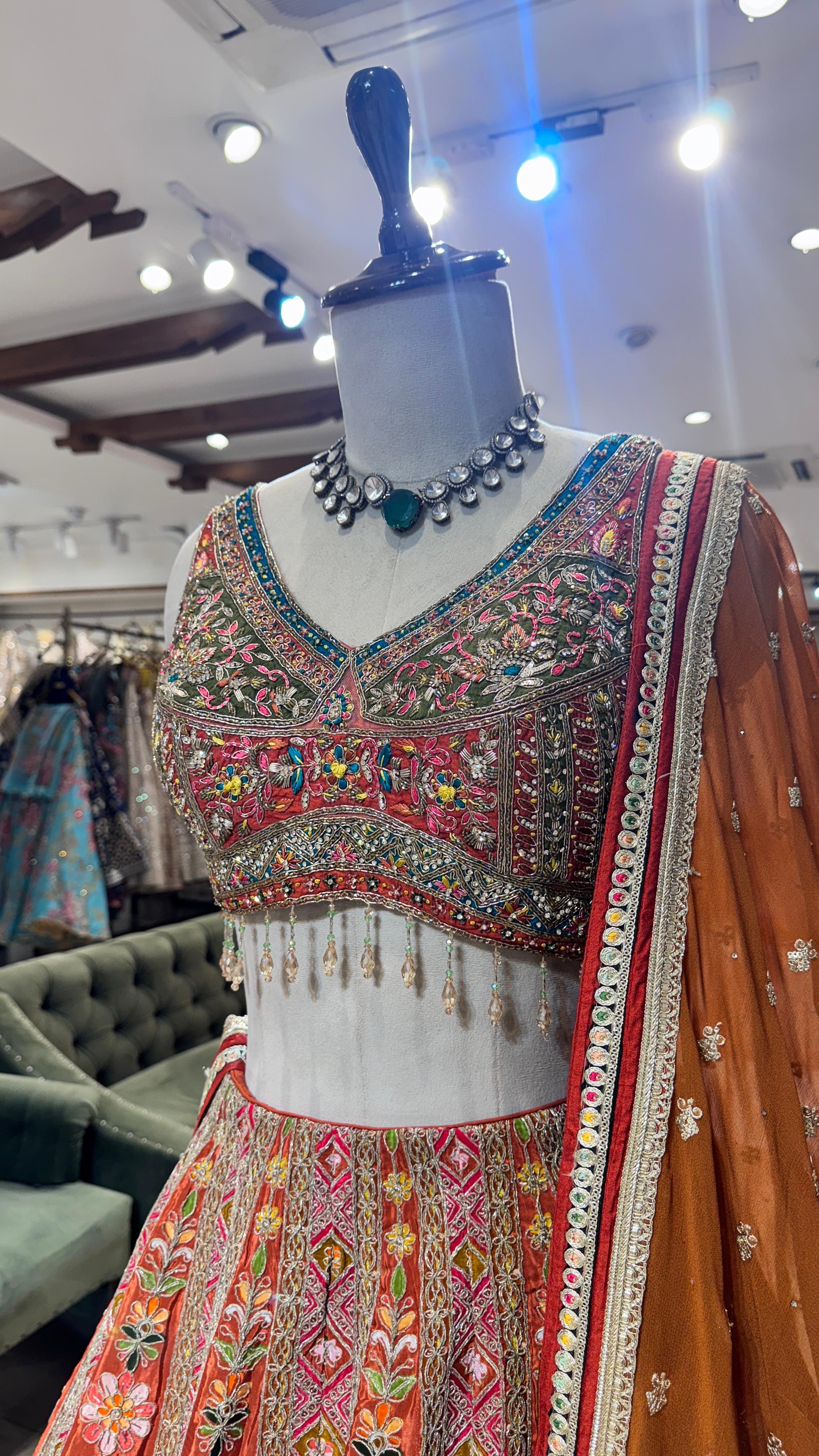 Multi color lehenga with beadwork - Image 3