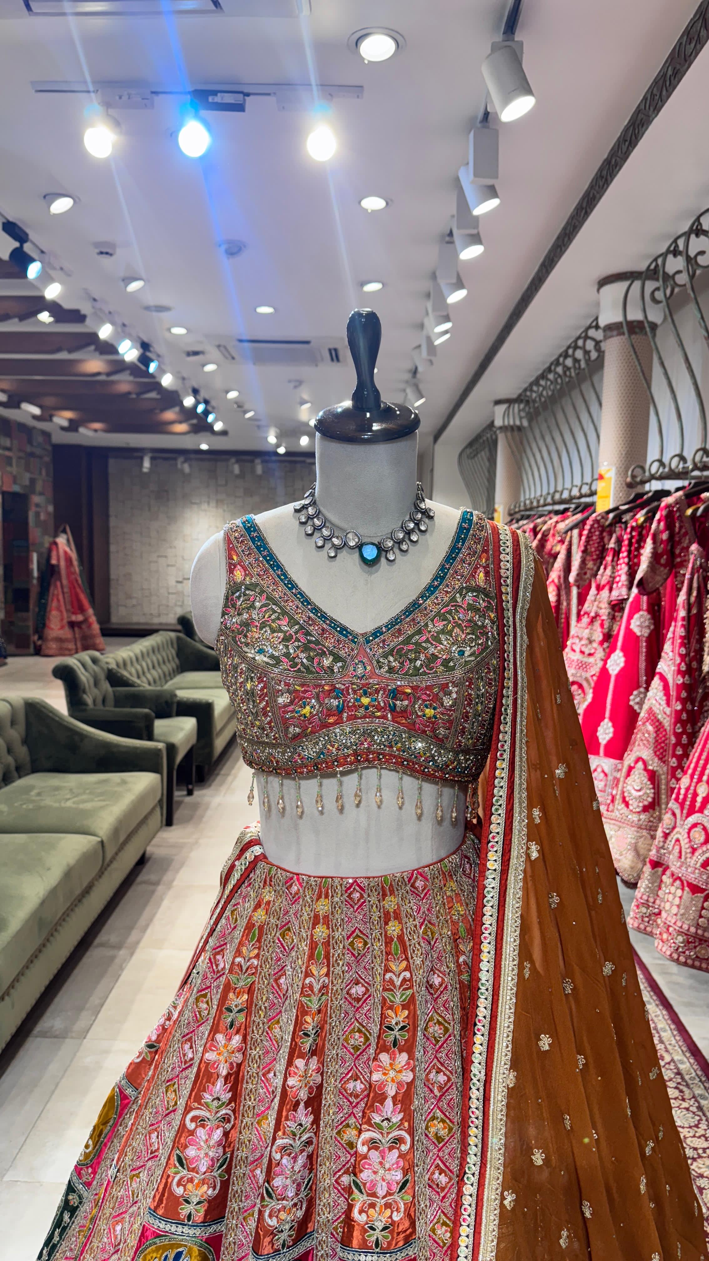 Multi color lehenga with beadwork - Image 4