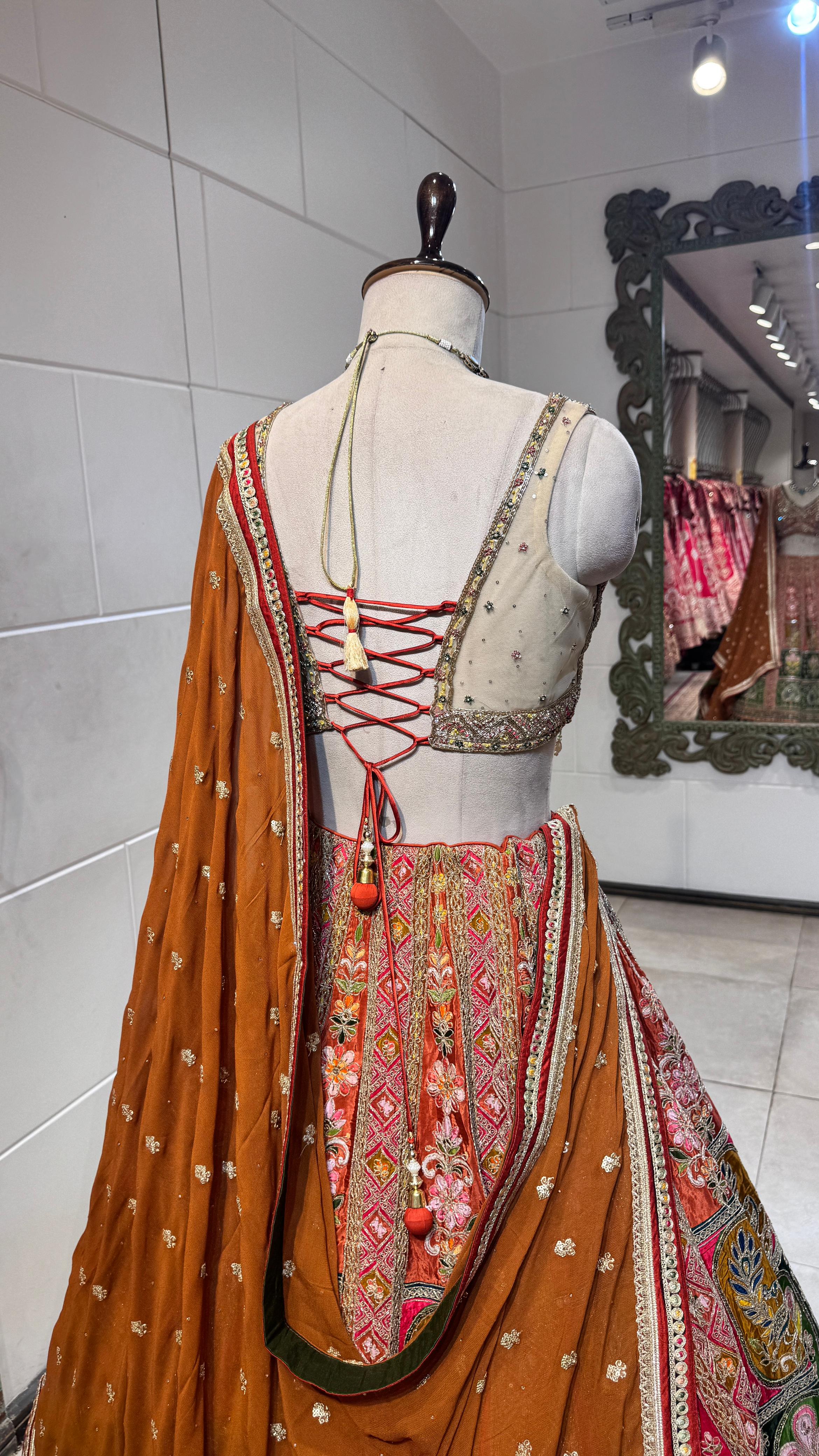 Multi color lehenga with beadwork - Image 5