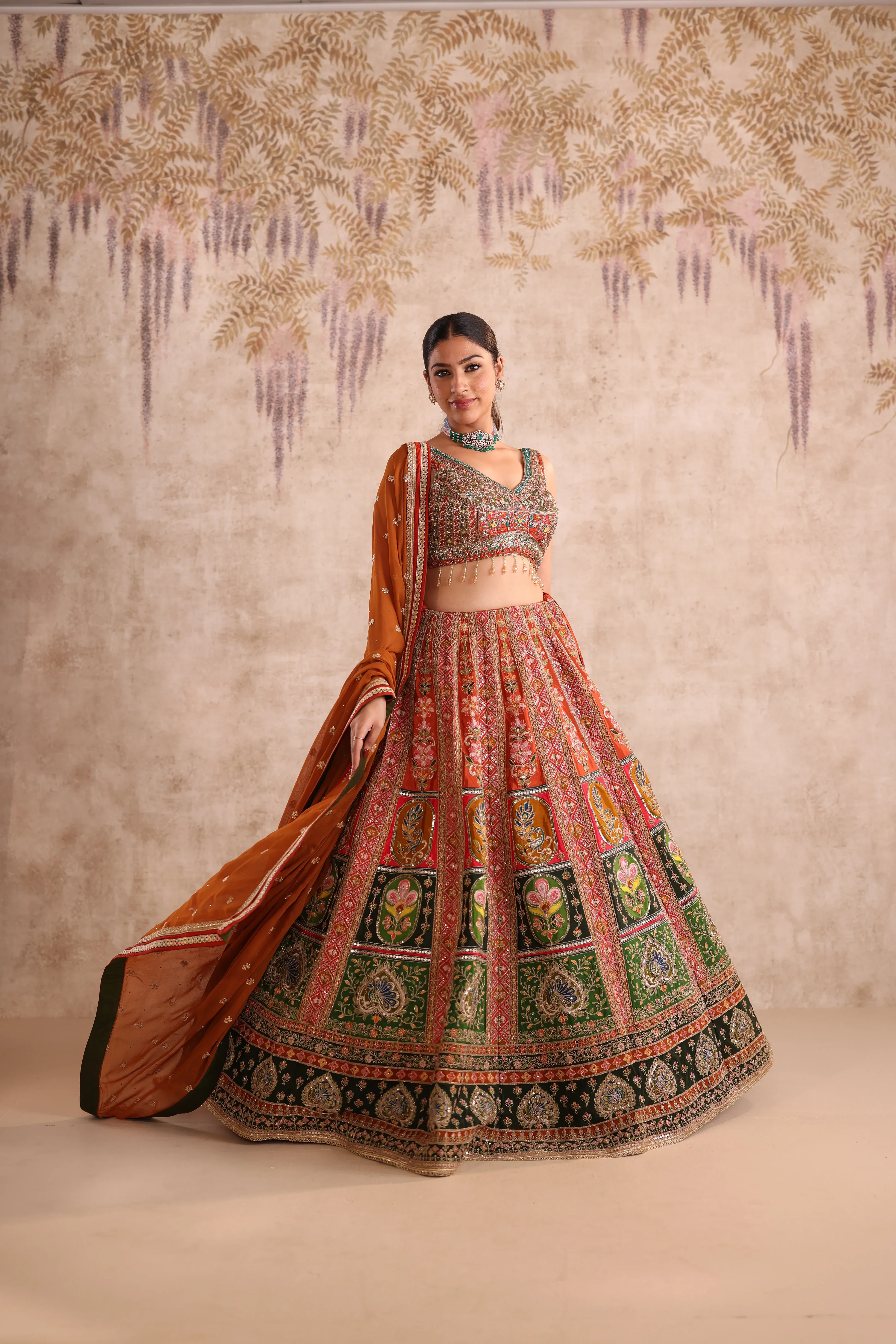 Multi-Colored Embroidered Party Wear Lehenga - Image 4