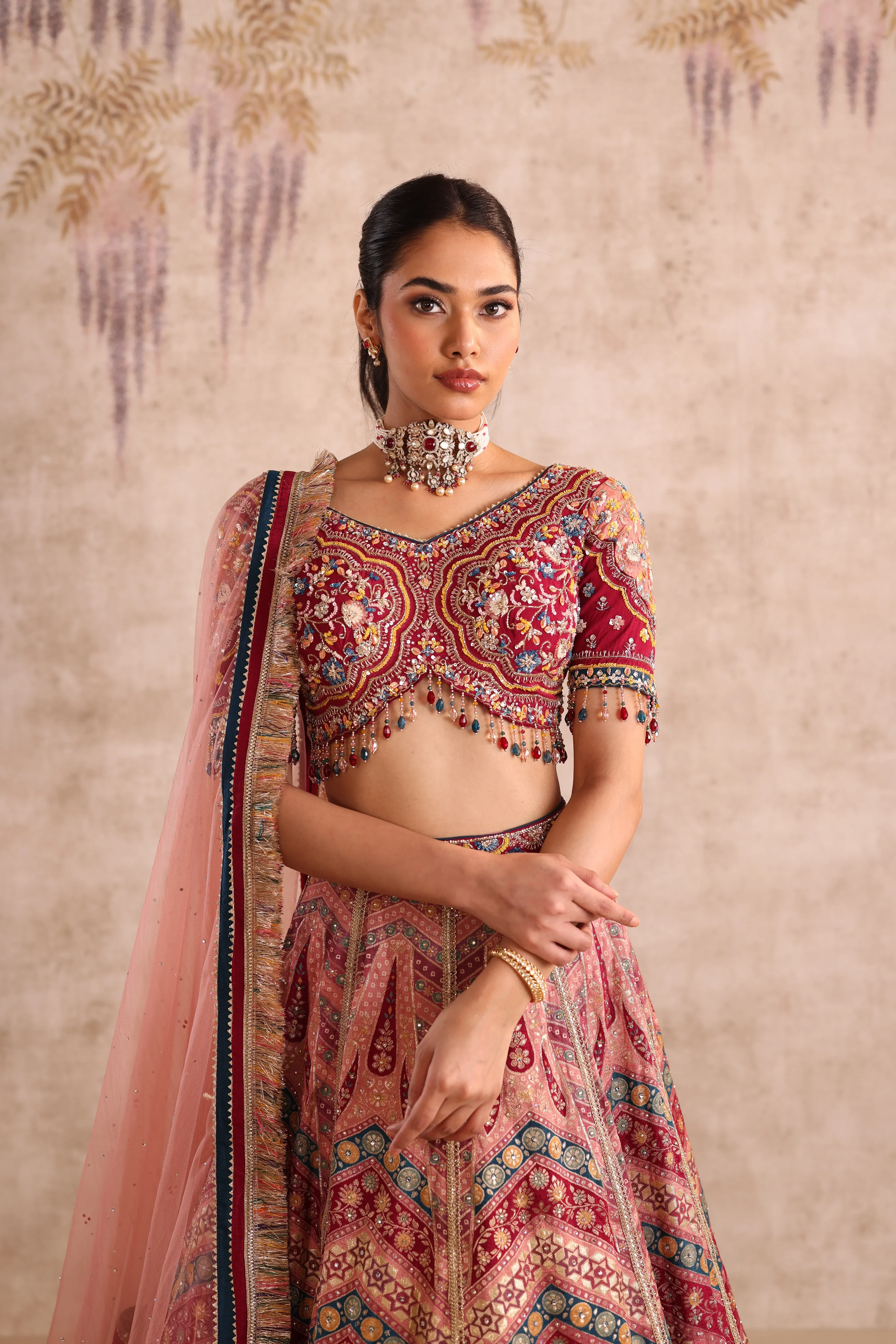 Multi-Colored Traditional Embroidered Party Wear Lehenga - Image 3