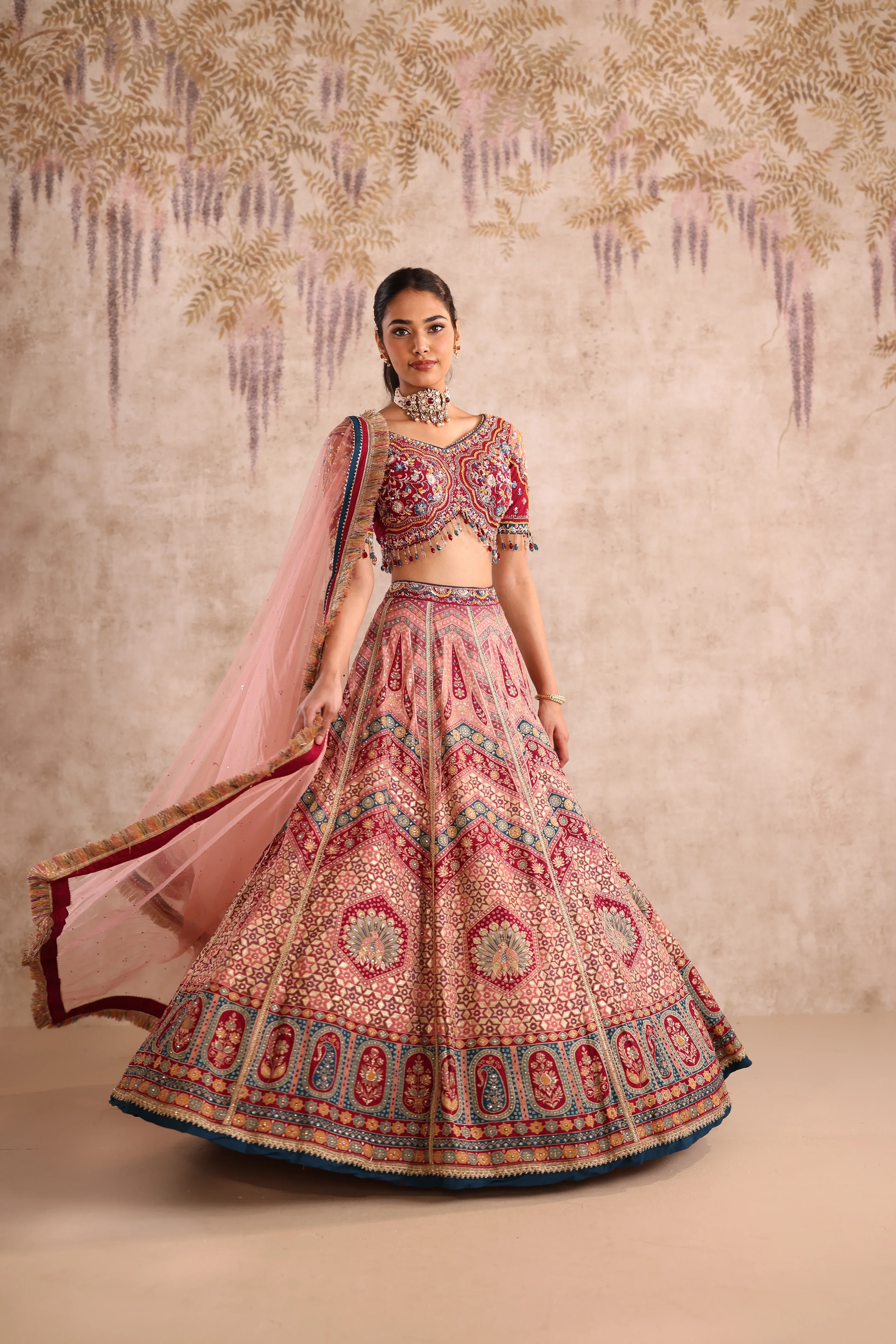 Multi-Colored Traditional Embroidered Party Wear Lehenga - Image 5